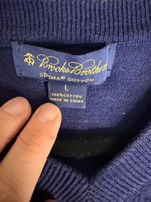 Brooks Brothers Supima Cotton Navy Sweater Vest Large