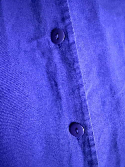 Christie & Jill 100% Silk Cobalt Blue Button Front Blouse Large