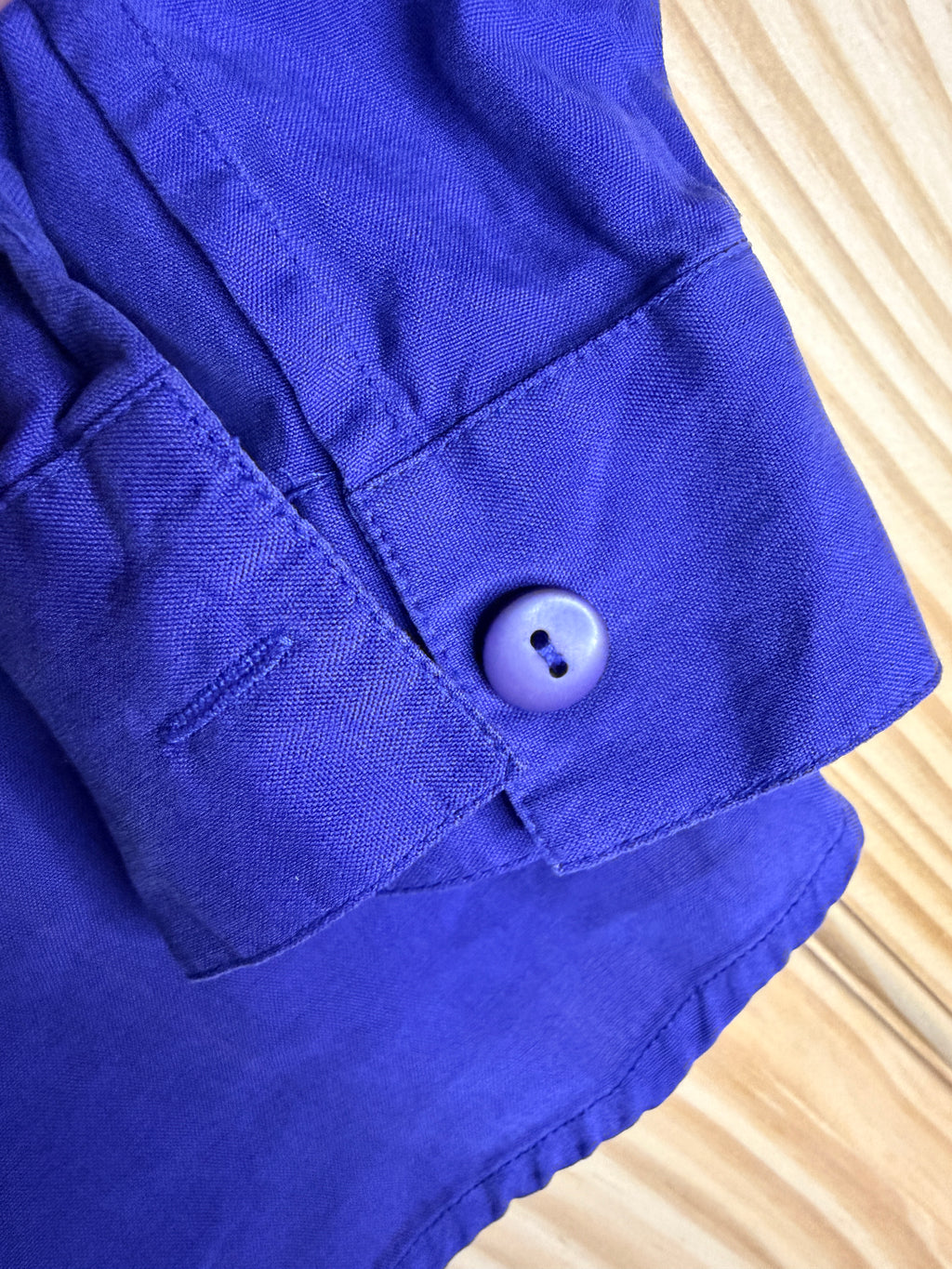 Christie & Jill 100% Silk Cobalt Blue Button Front Blouse Large