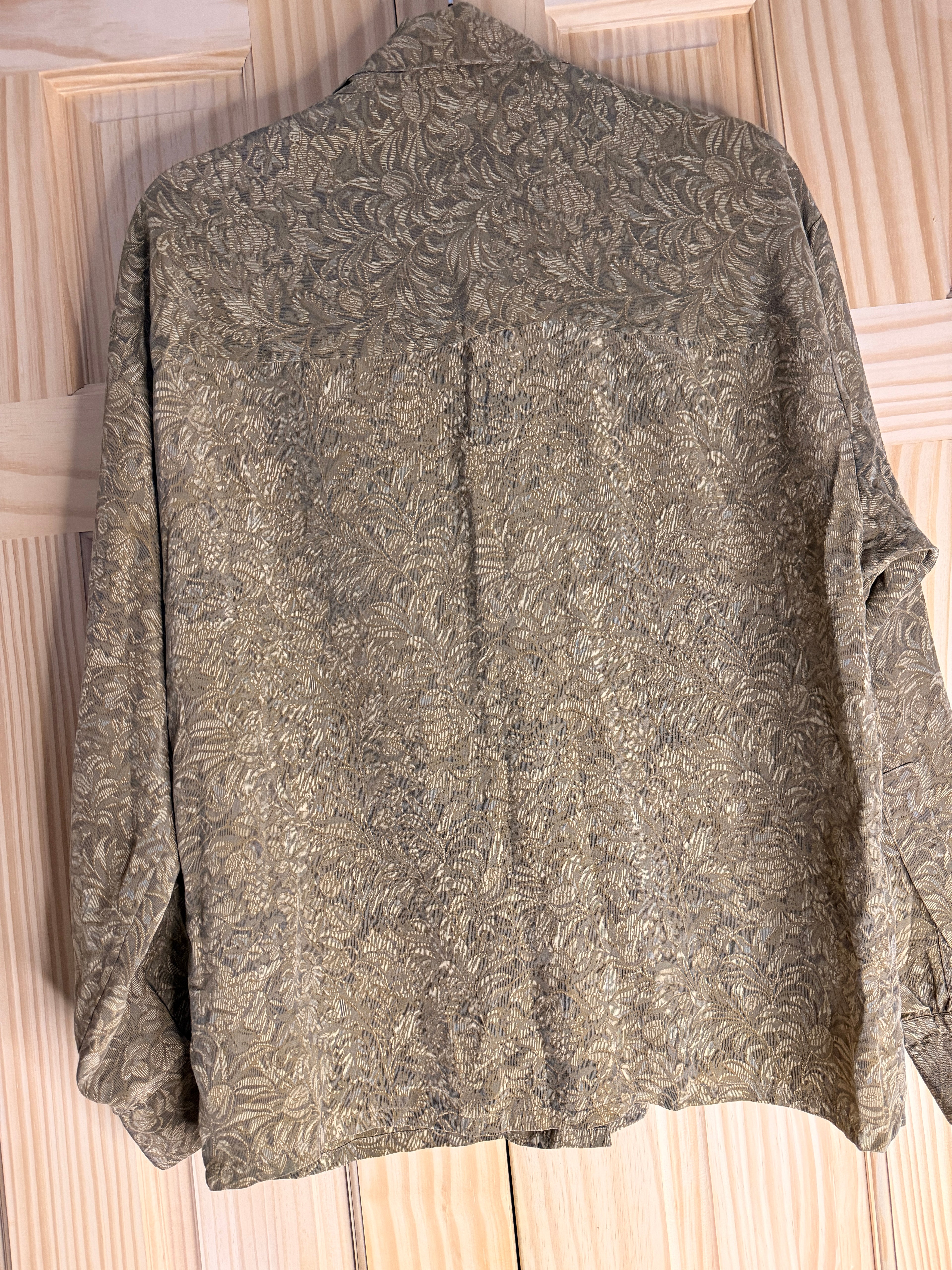 Ellen Tracy by Linda Allard 100% Silk Damask Jacquard Blouse