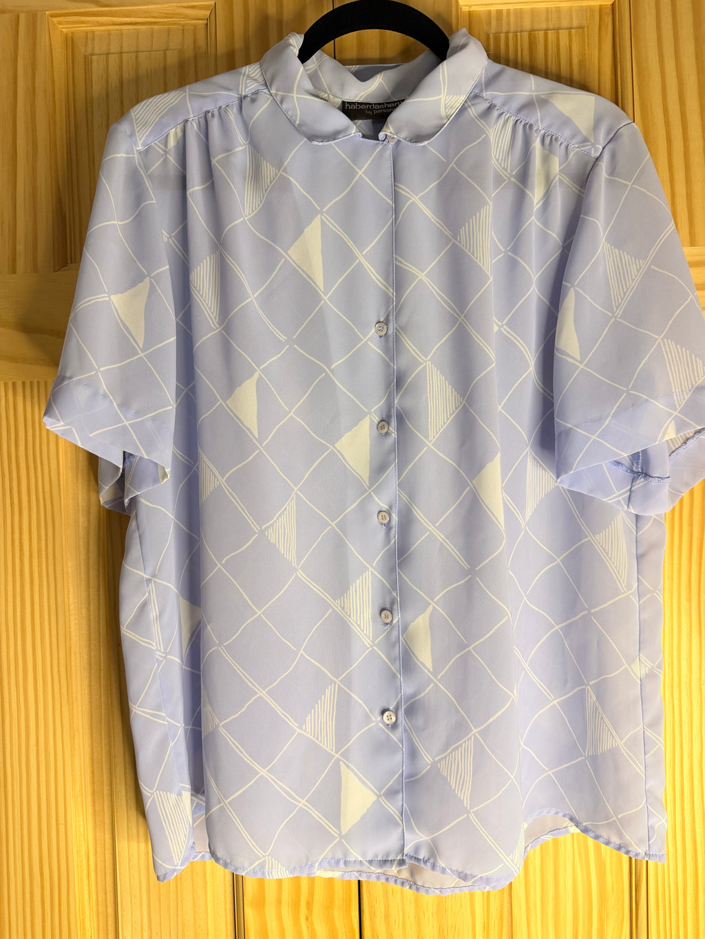 Haberdashery by Personal Geometric Lavender Short Sleeve Blouse Size 16