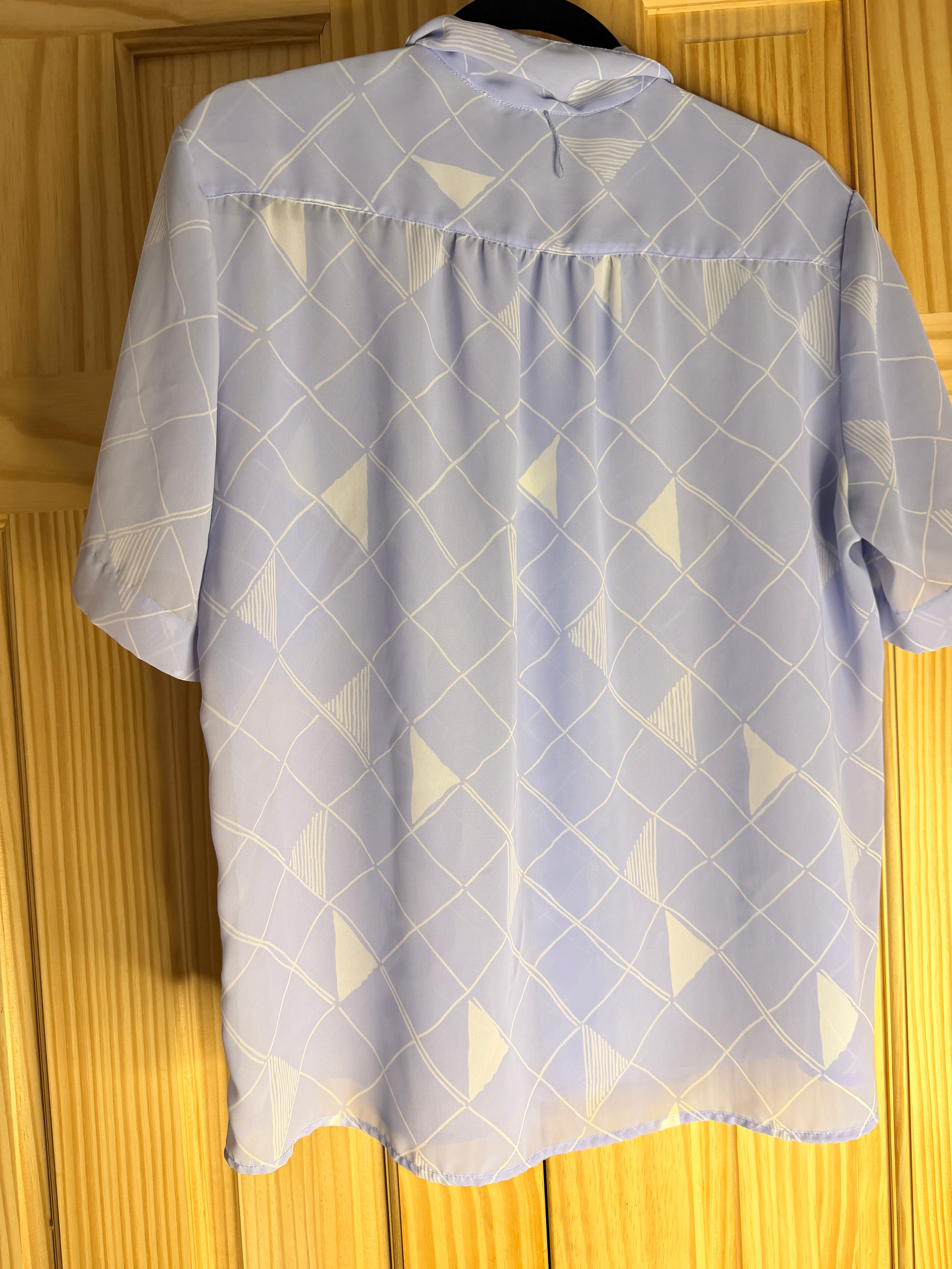 Haberdashery by Personal Geometric Lavender Short Sleeve Blouse Size 16