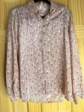 Knops Associates British Hong Kong Pink Geometric Button Front Blouse Size 18