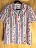 Lucky Winner USA Abstract Stripe Polyester Camp Shirt Size 13/14