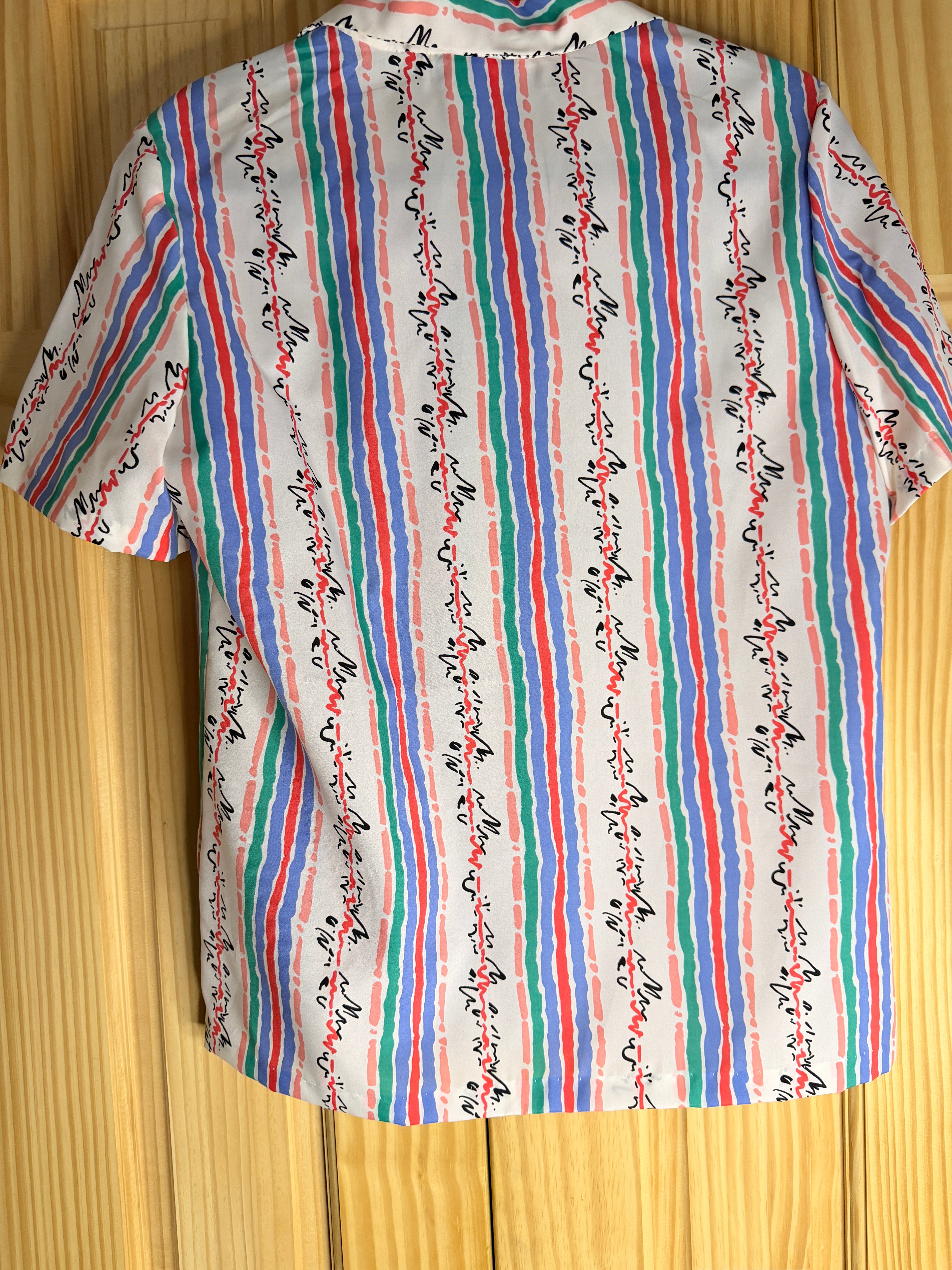 Lucky Winner USA Abstract Stripe Polyester Camp Shirt Size 13/14