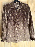 Brown Southwestern Print Long Sleeve Blouse