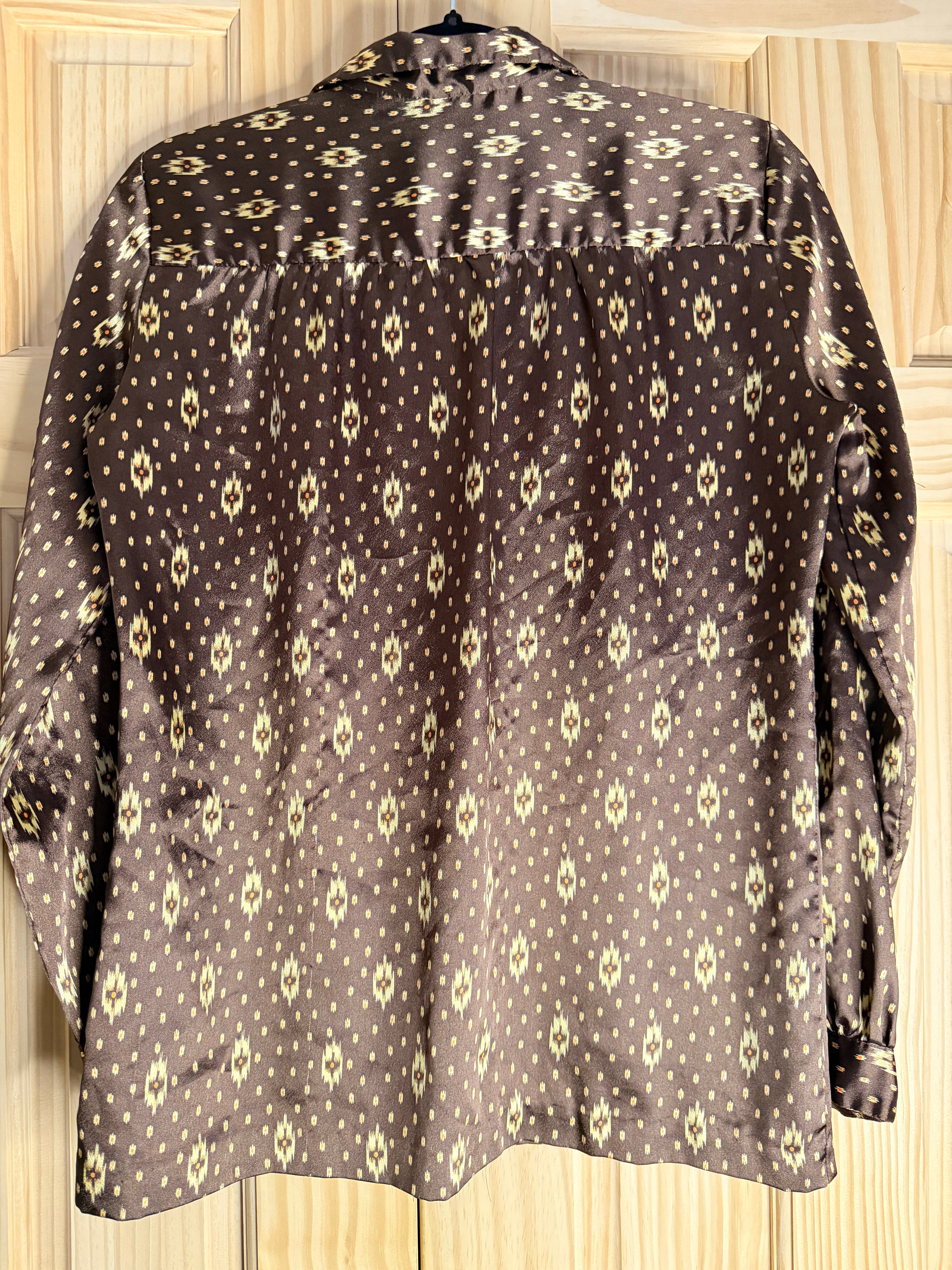 Brown Southwestern Print Long Sleeve Blouse