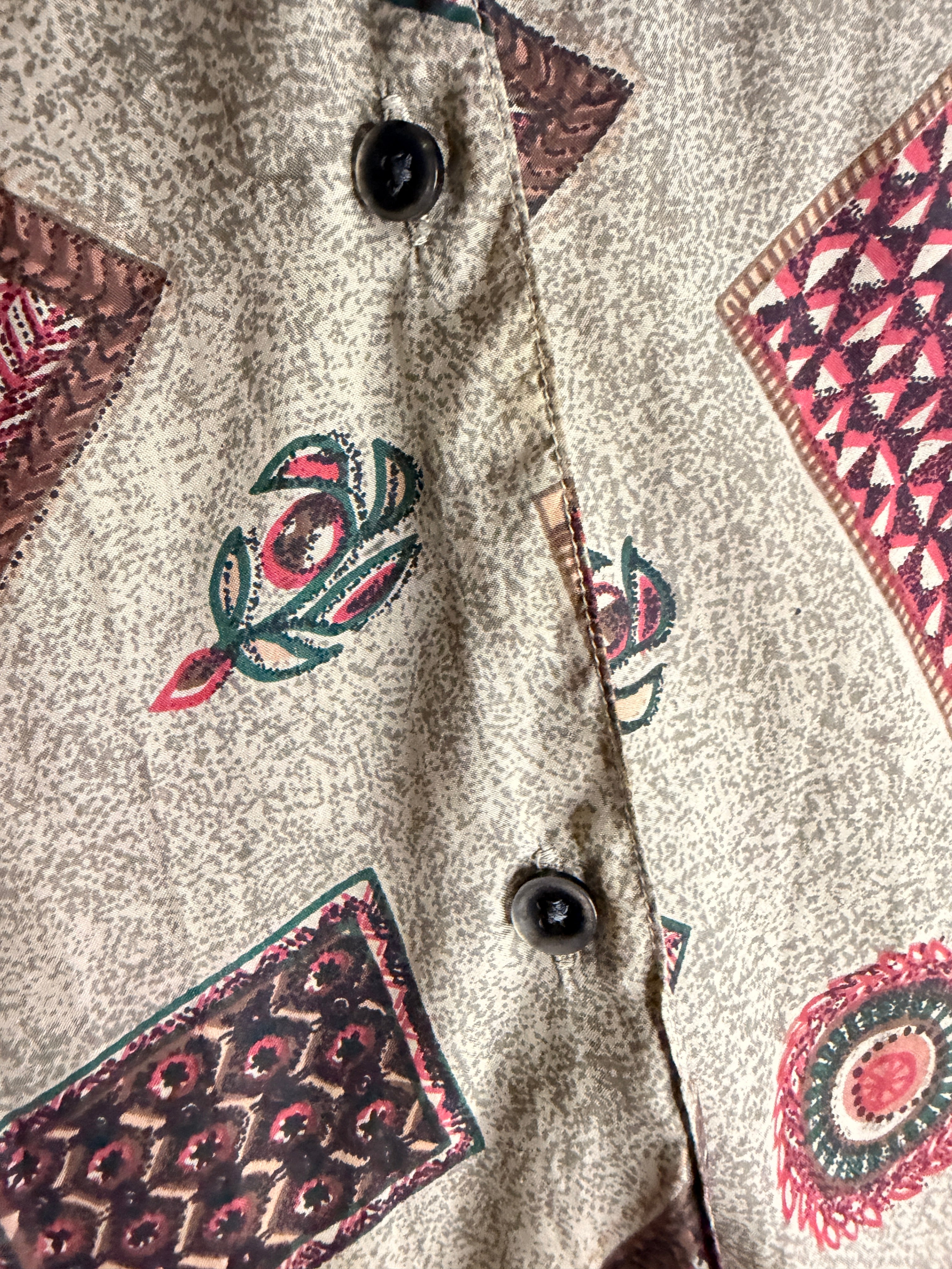 Jonathan Martin 100% Silk Patchwork Print Blouse Large
