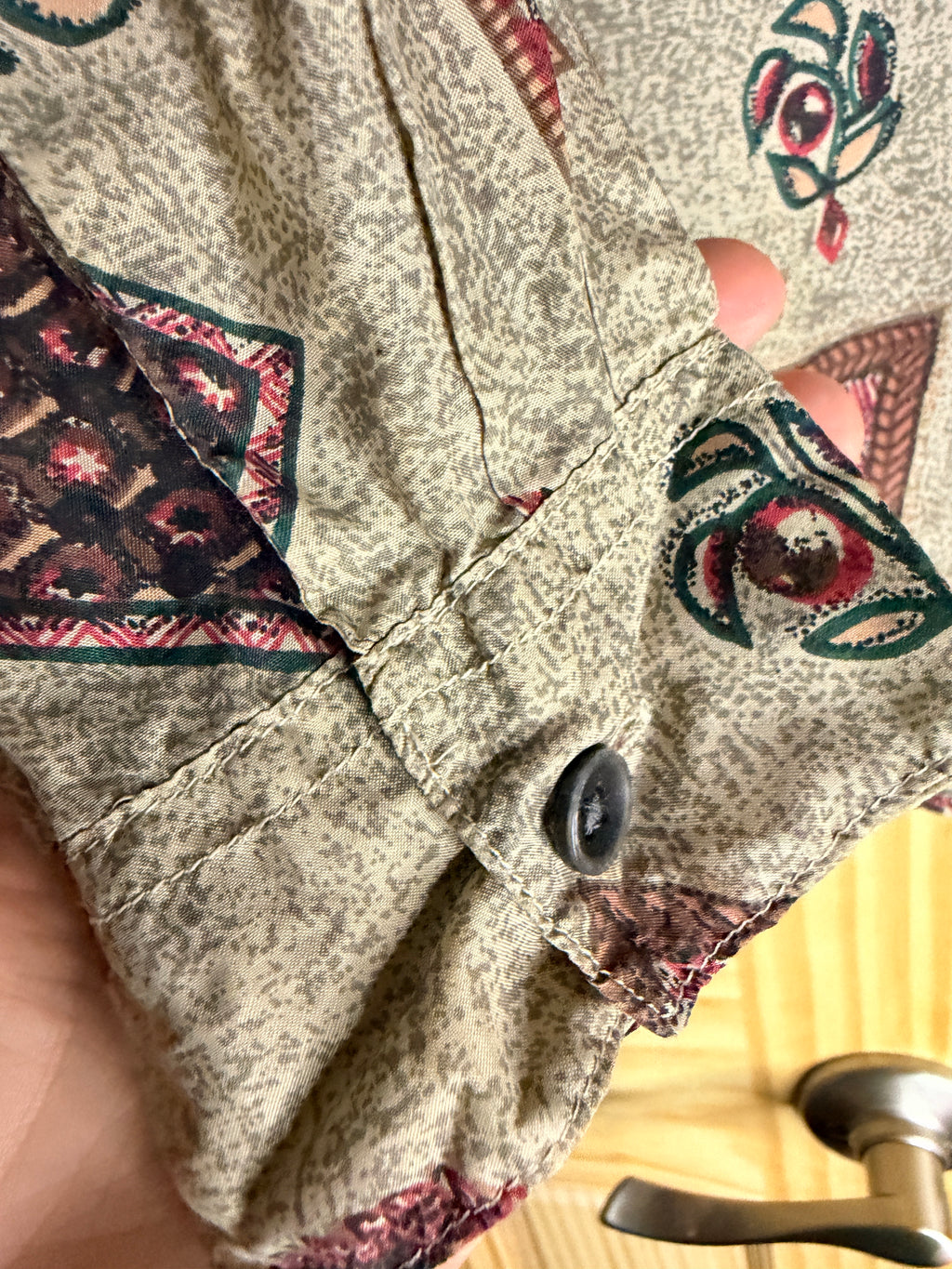 Jonathan Martin 100% Silk Patchwork Print Blouse Large