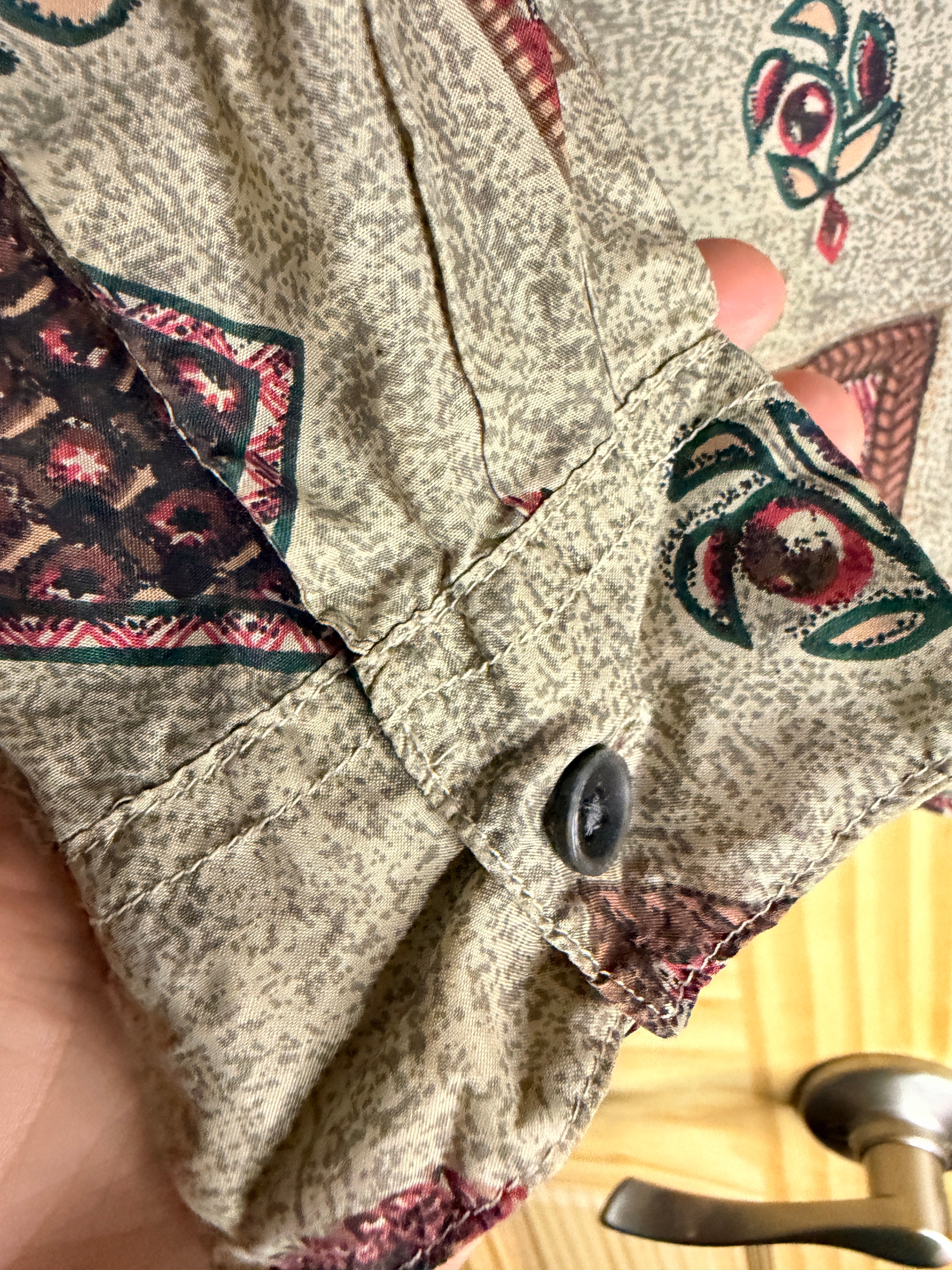 Jonathan Martin 100% Silk Patchwork Print Blouse Large