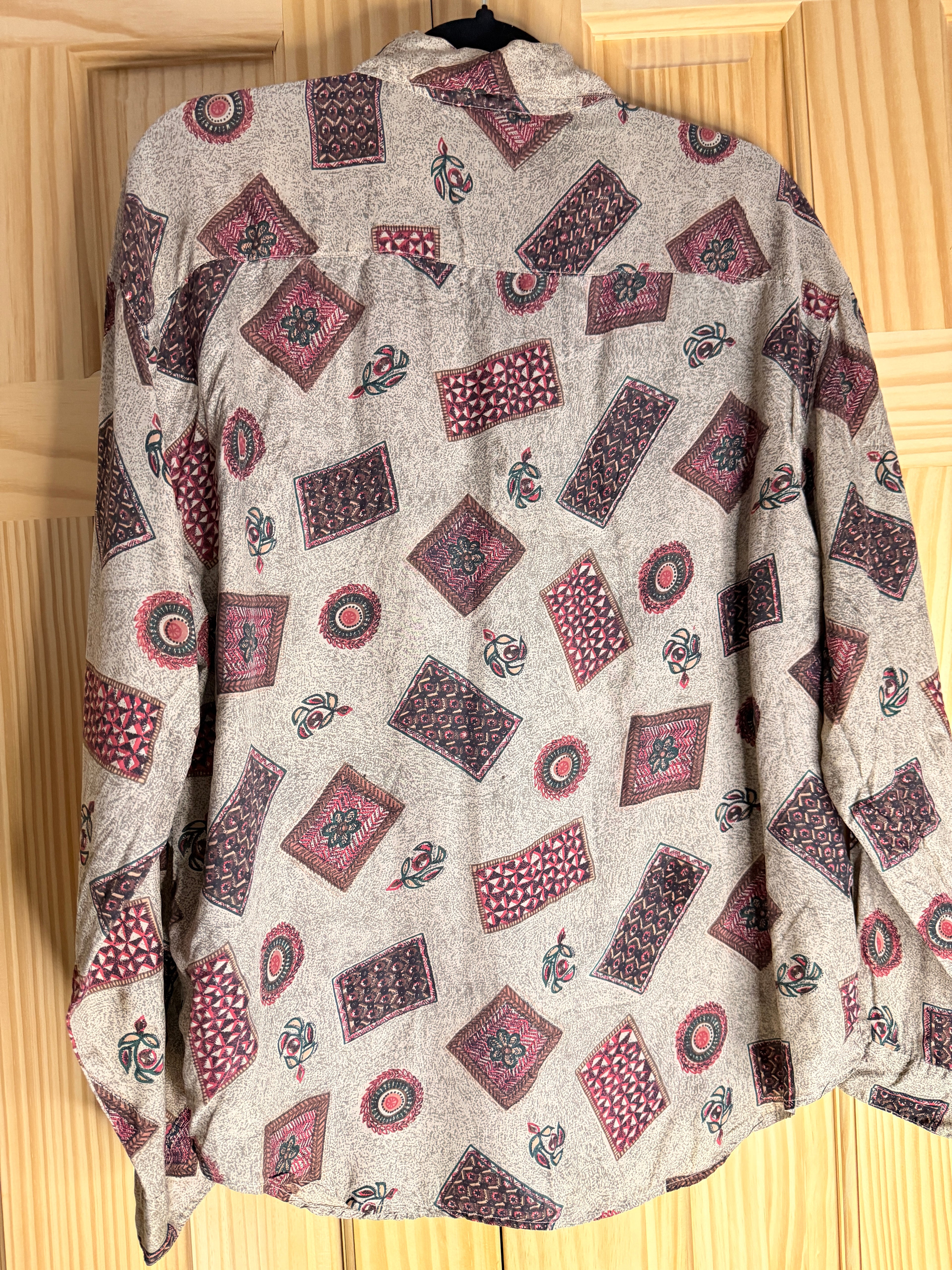 Jonathan Martin 100% Silk Patchwork Print Blouse Large