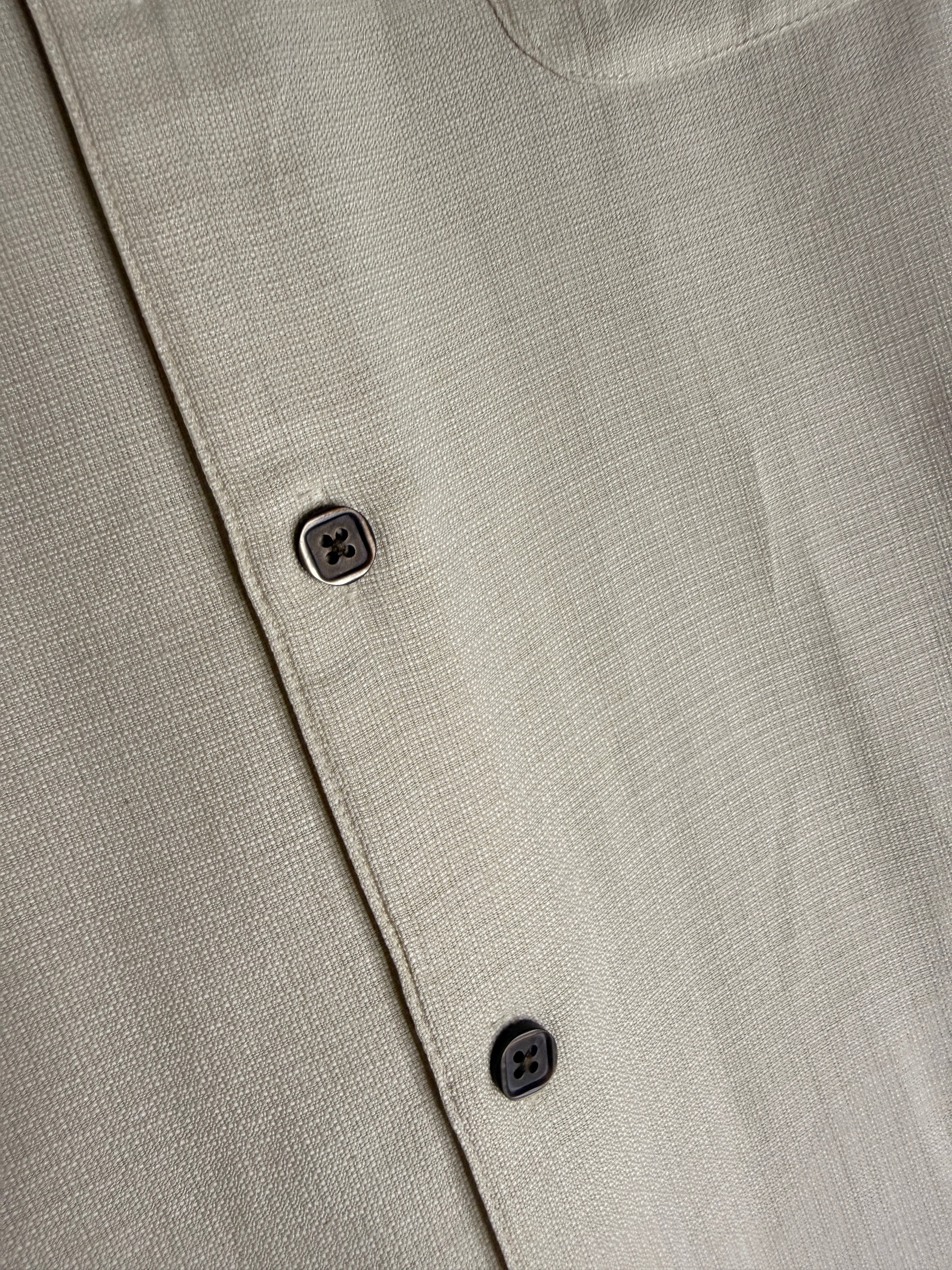 AXIST 100% Silk Cream Short Sleeve Button Front Camp Shirt Large