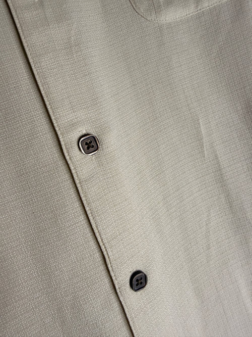 AXIST 100% Silk Cream Short Sleeve Button Front Camp Shirt Large