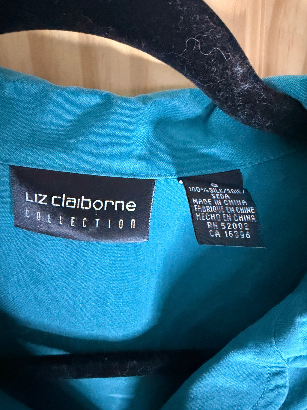 Liz Claiborne Collection Teal 100% Silk Button Front Blouse