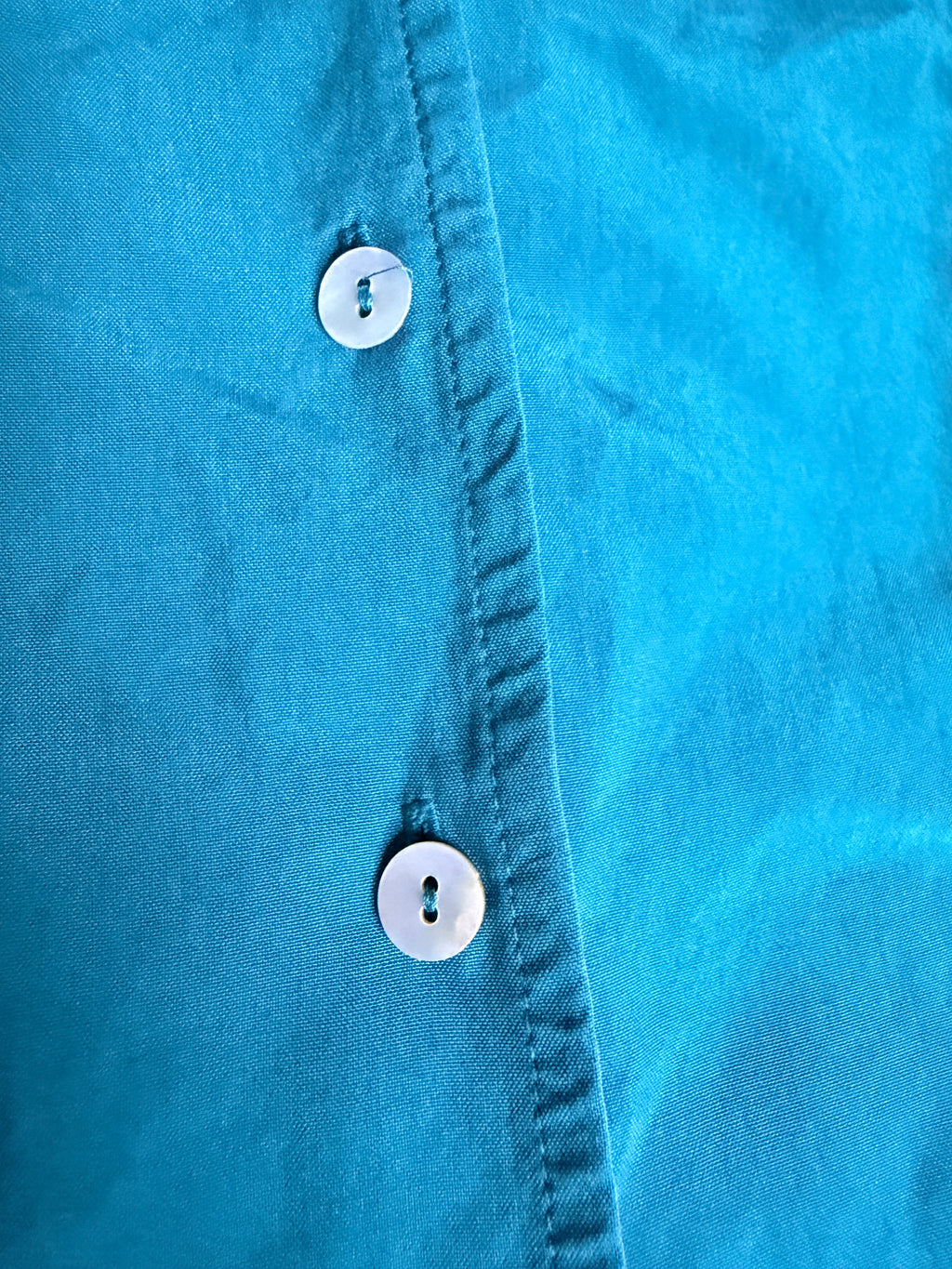 Liz Claiborne Collection Teal 100% Silk Button Front Blouse
