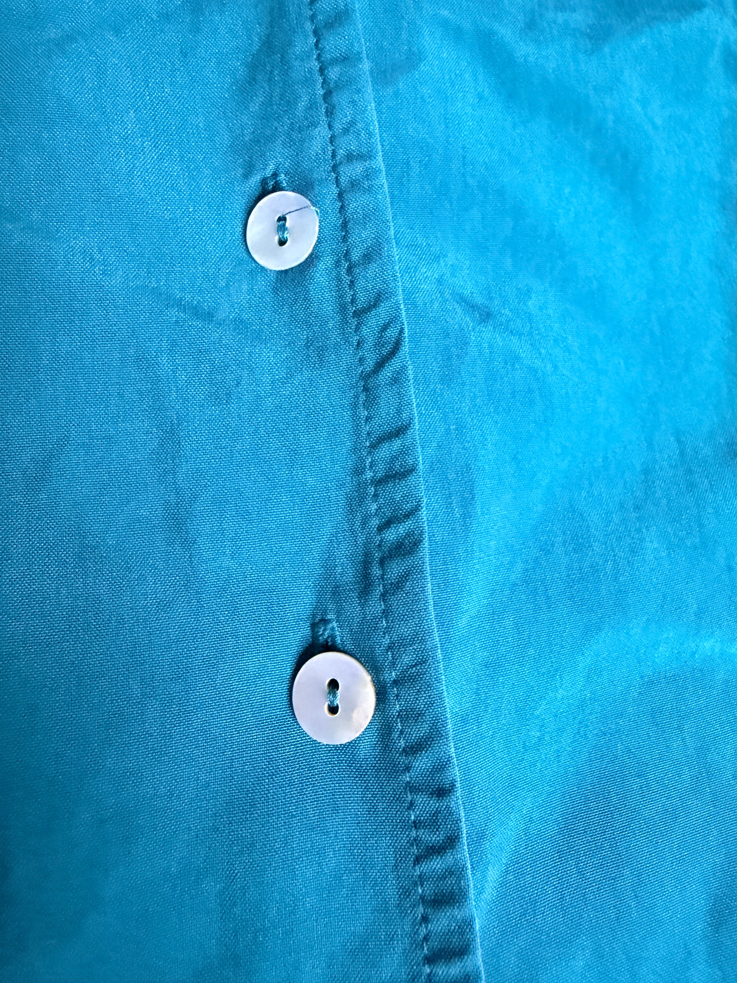 Liz Claiborne Collection Teal 100% Silk Button Front Blouse