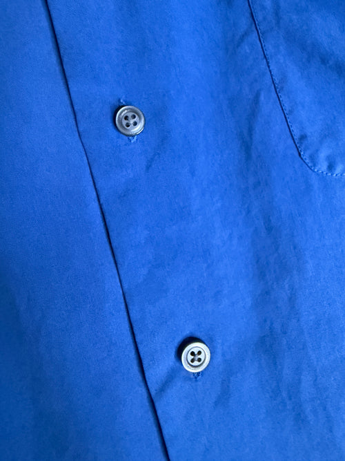 Claiborne 100% Silk Royal Blue Short Sleeve Button Front Shirt Large