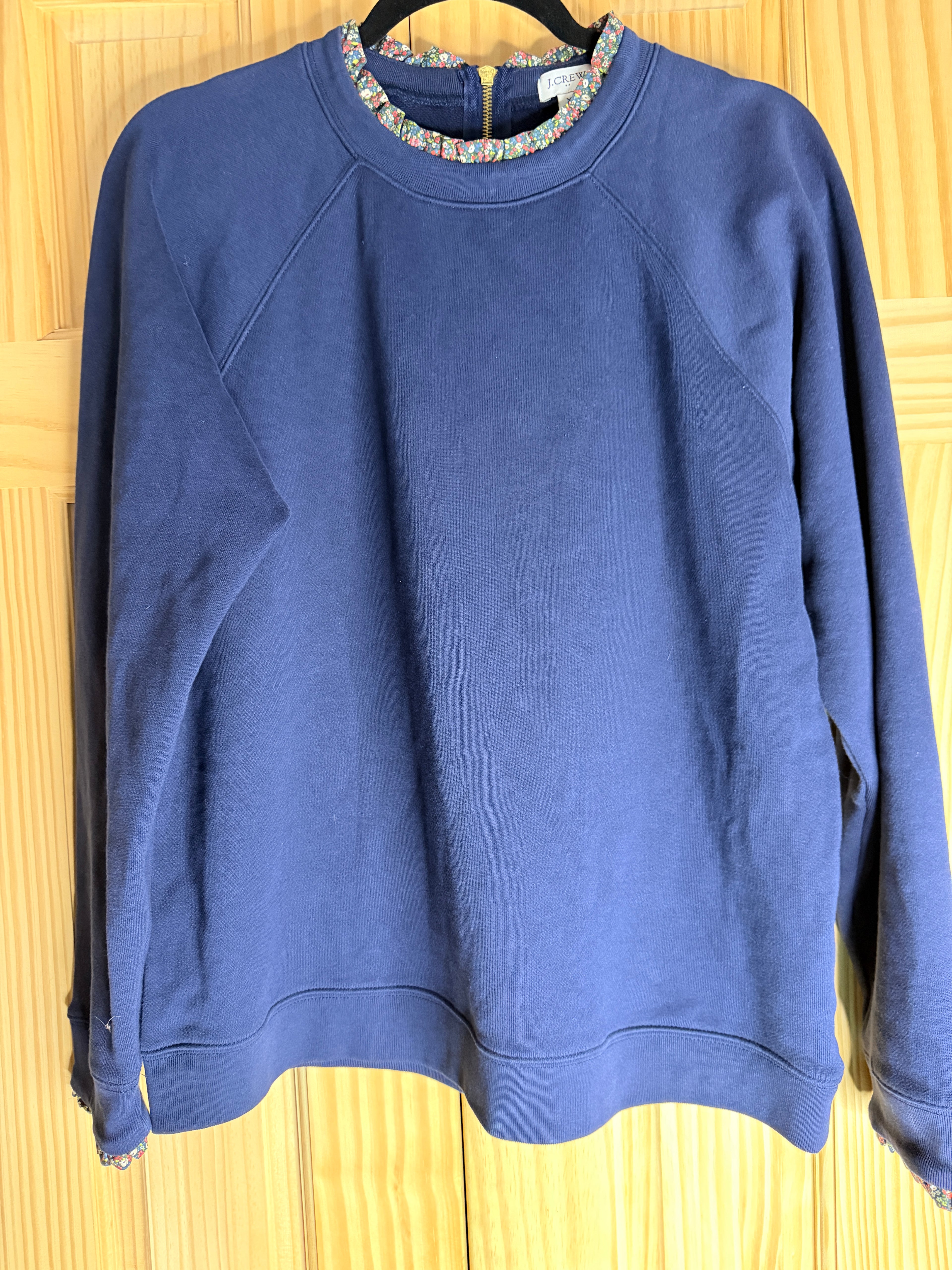 J.Crew Navy Sweatshirt with Liberty Floral Trim XL