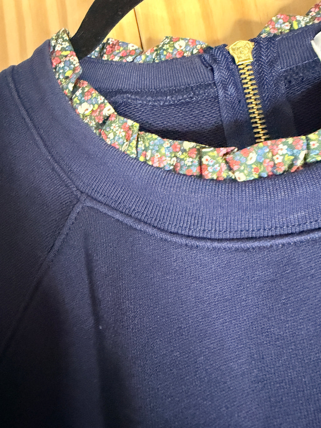 J.Crew Navy Sweatshirt with Liberty Floral Trim XL