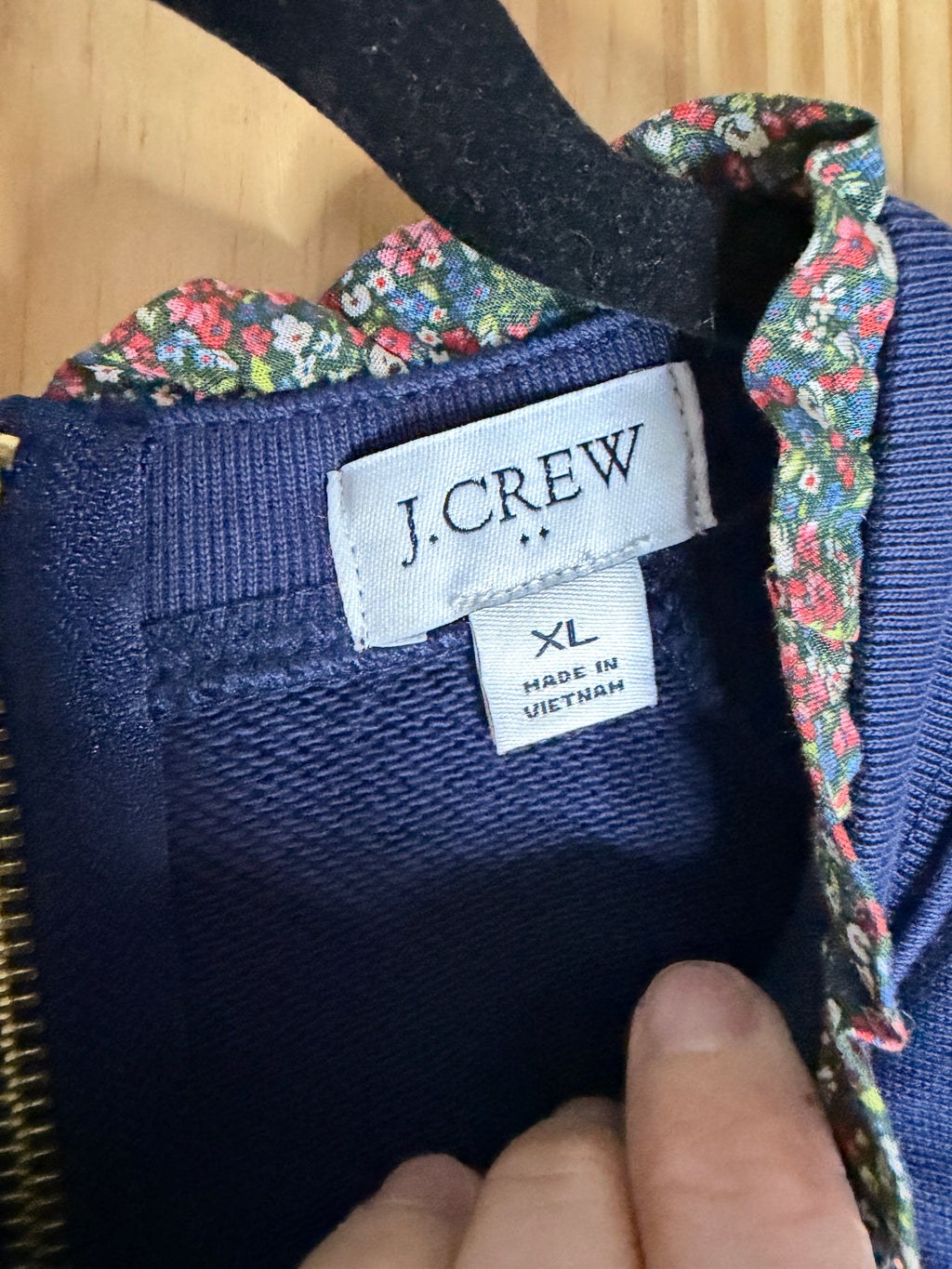 J.Crew Navy Sweatshirt with Liberty Floral Trim XL
