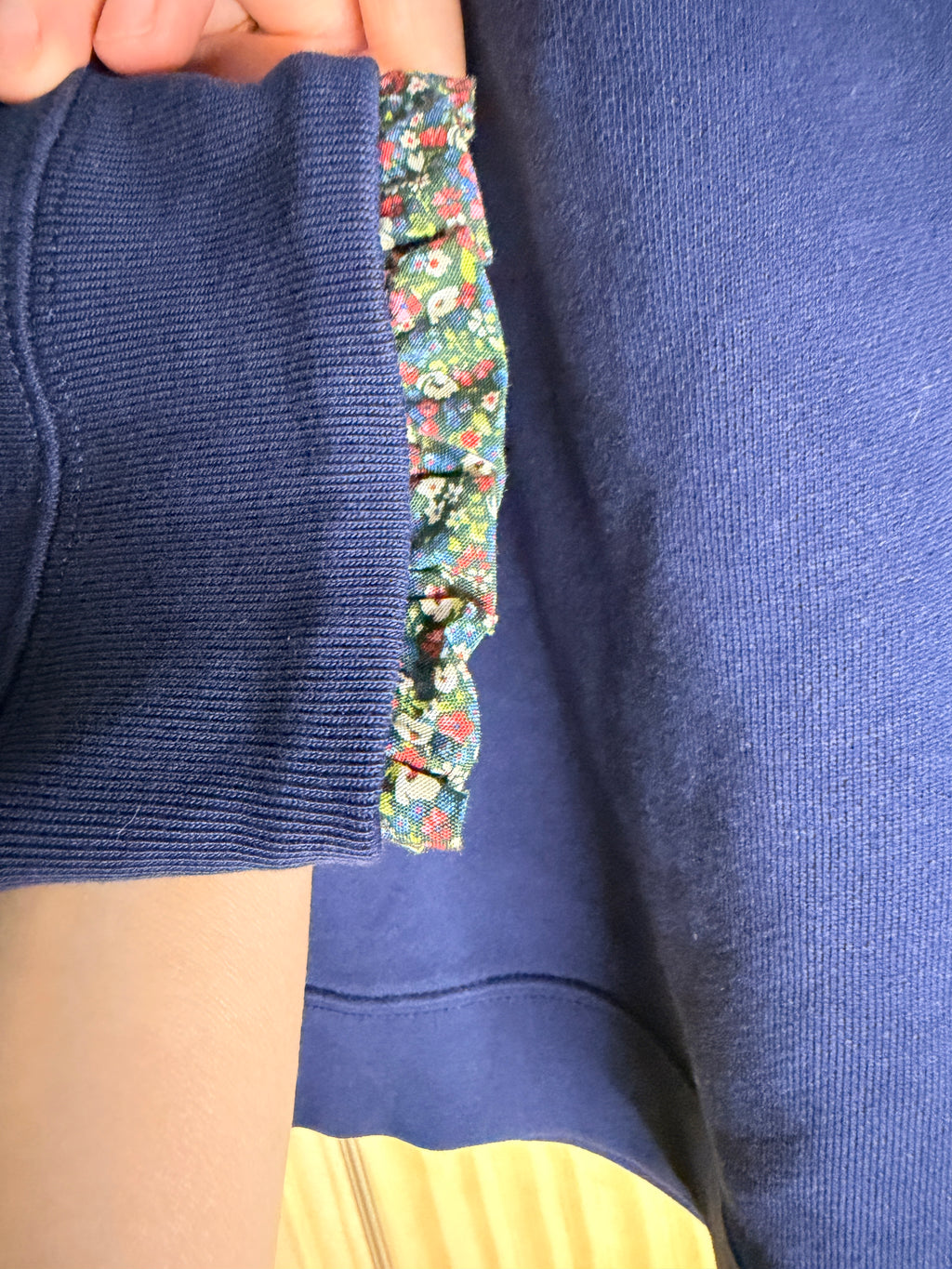 J.Crew Navy Sweatshirt with Liberty Floral Trim XL
