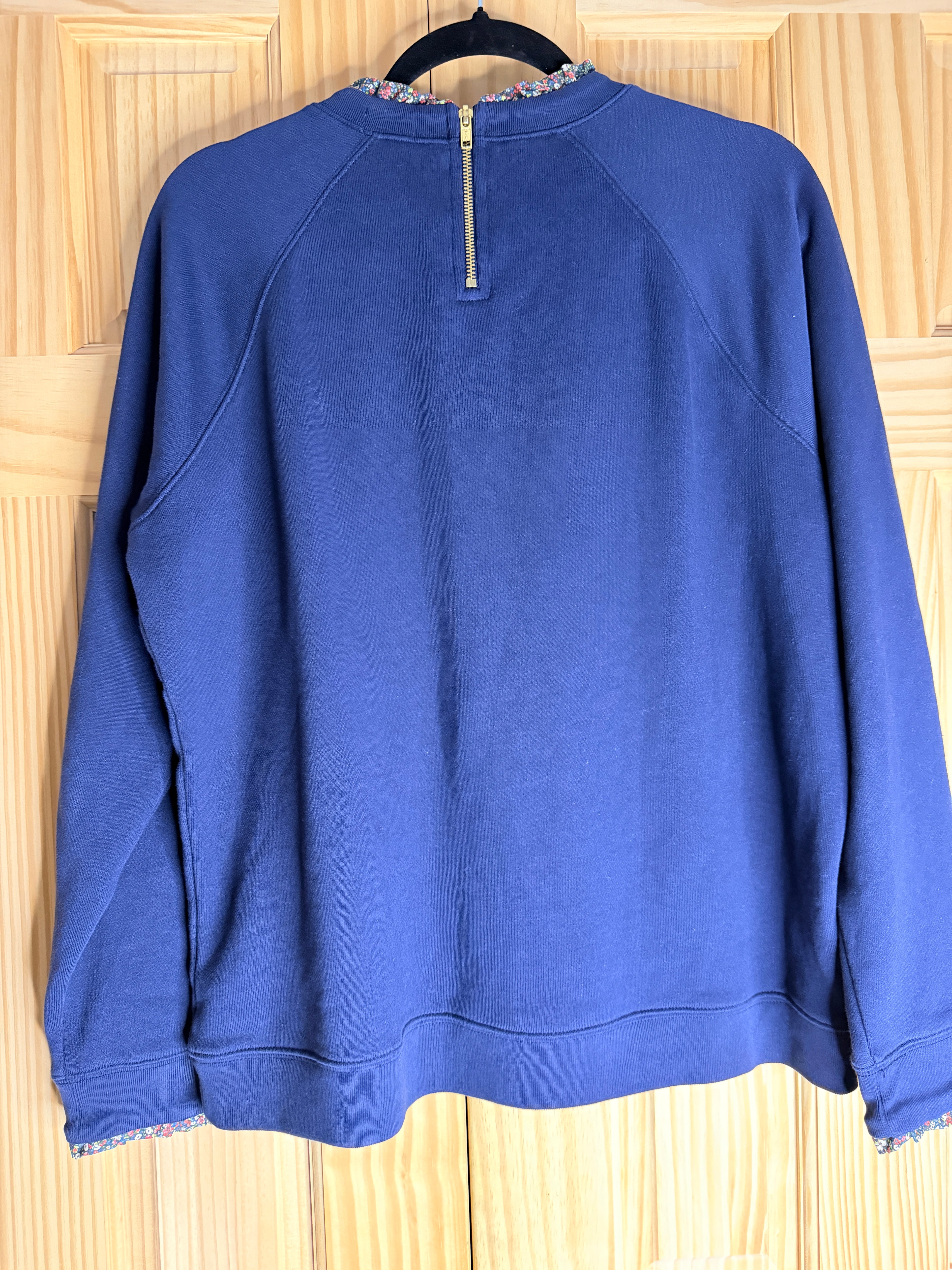 J.Crew Navy Sweatshirt with Liberty Floral Trim XL