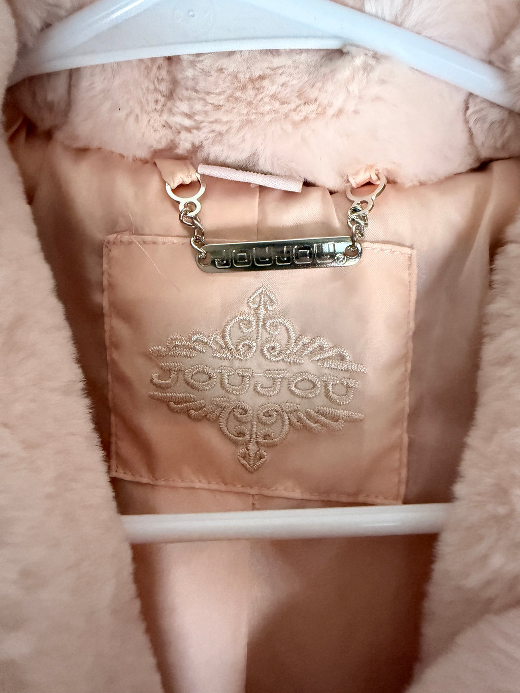JouJou Girls Blush Pink Faux Fur Coat (Medium 10/12)