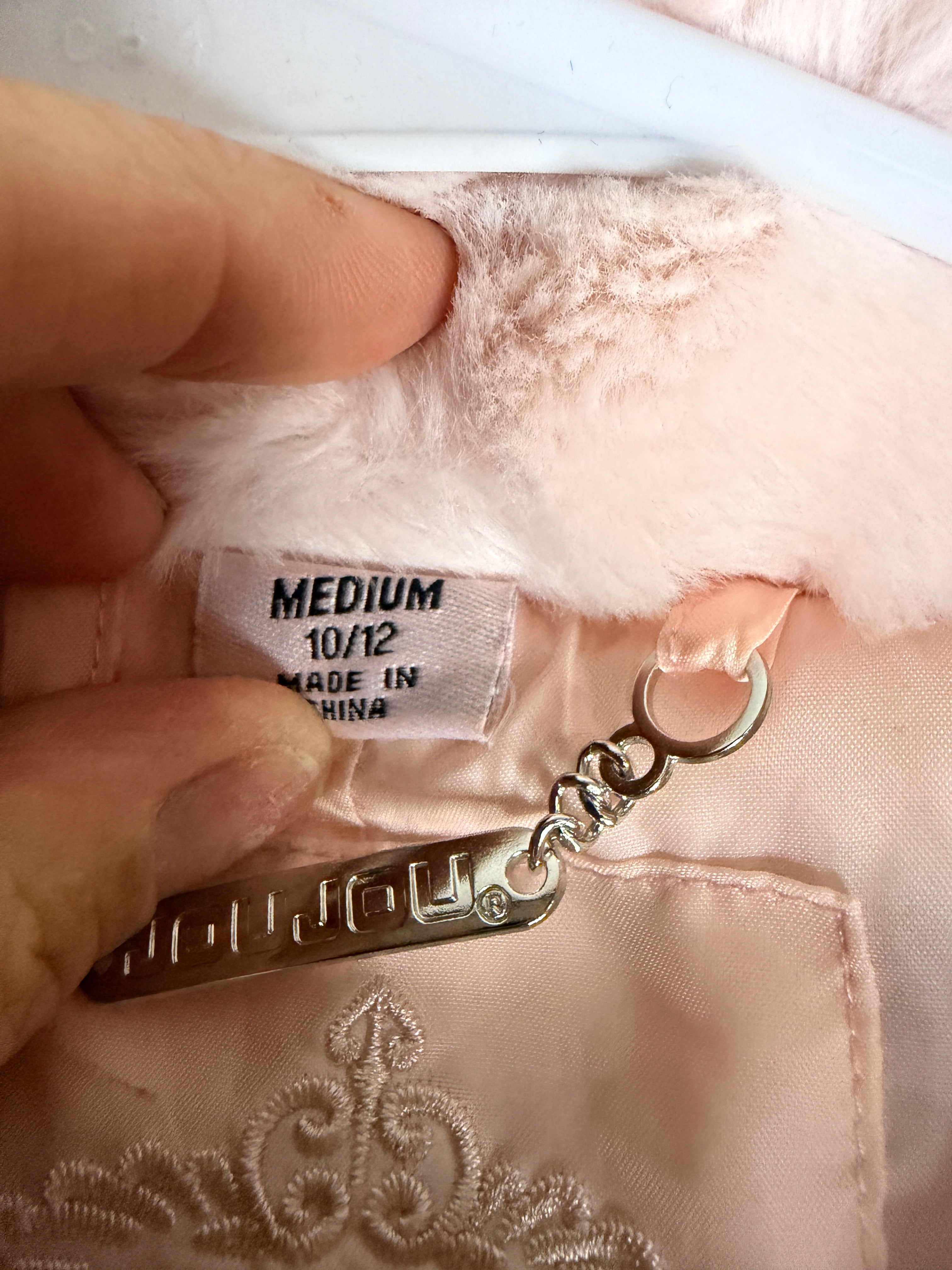 JouJou Girls Blush Pink Faux Fur Coat (Medium 10/12)