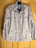 Vintage Mundi 100% Silk Embroidered Jacket | Light Blue Zip Front Jacket