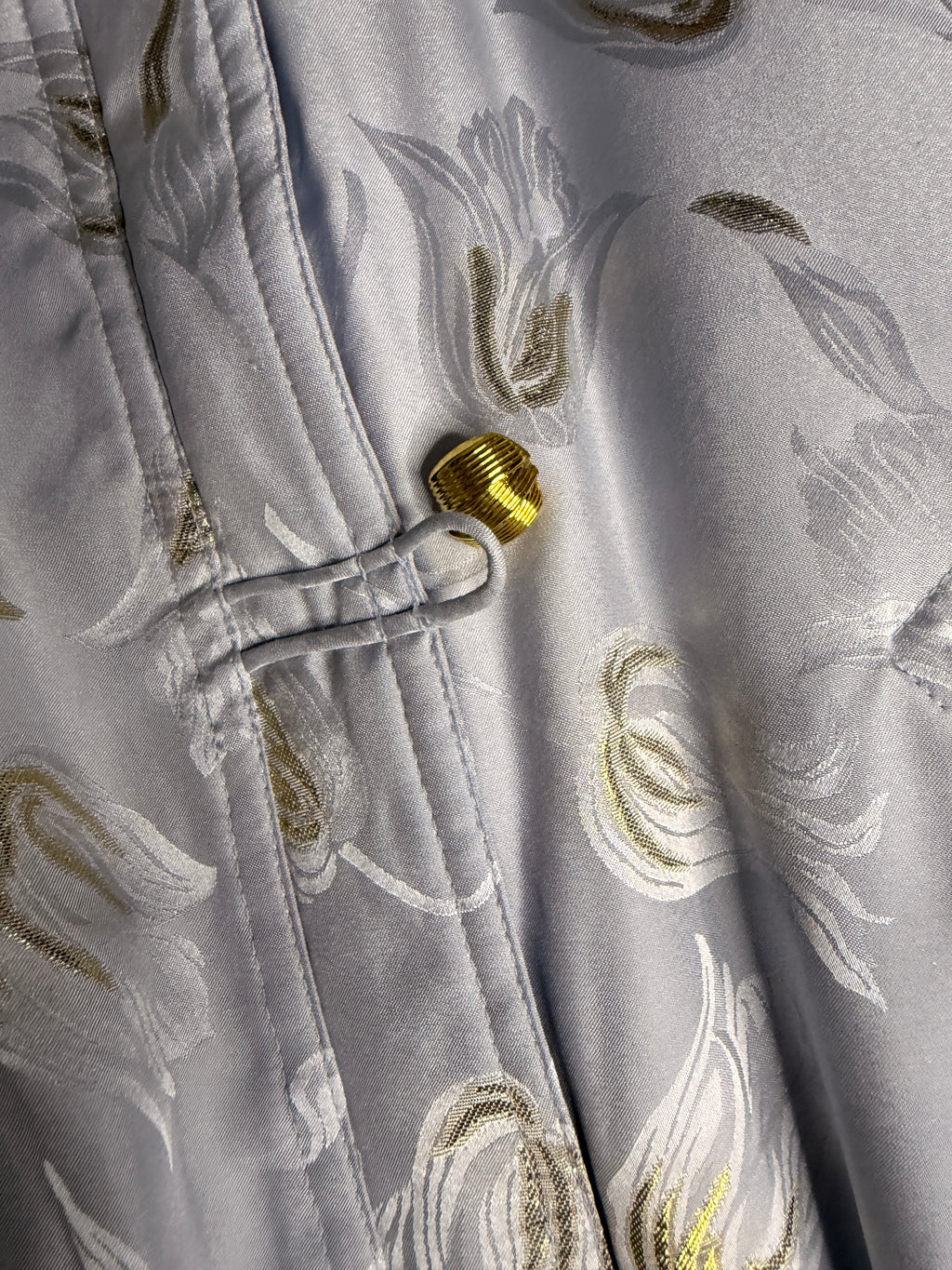 Vintage Mundi 100% Silk Embroidered Jacket | Light Blue Zip Front Jacket