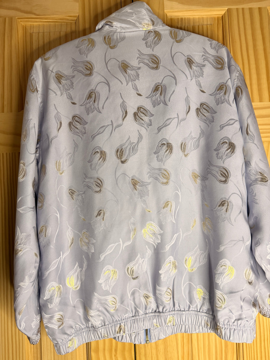 Vintage Mundi 100% Silk Embroidered Jacket | Light Blue Zip Front Jacket