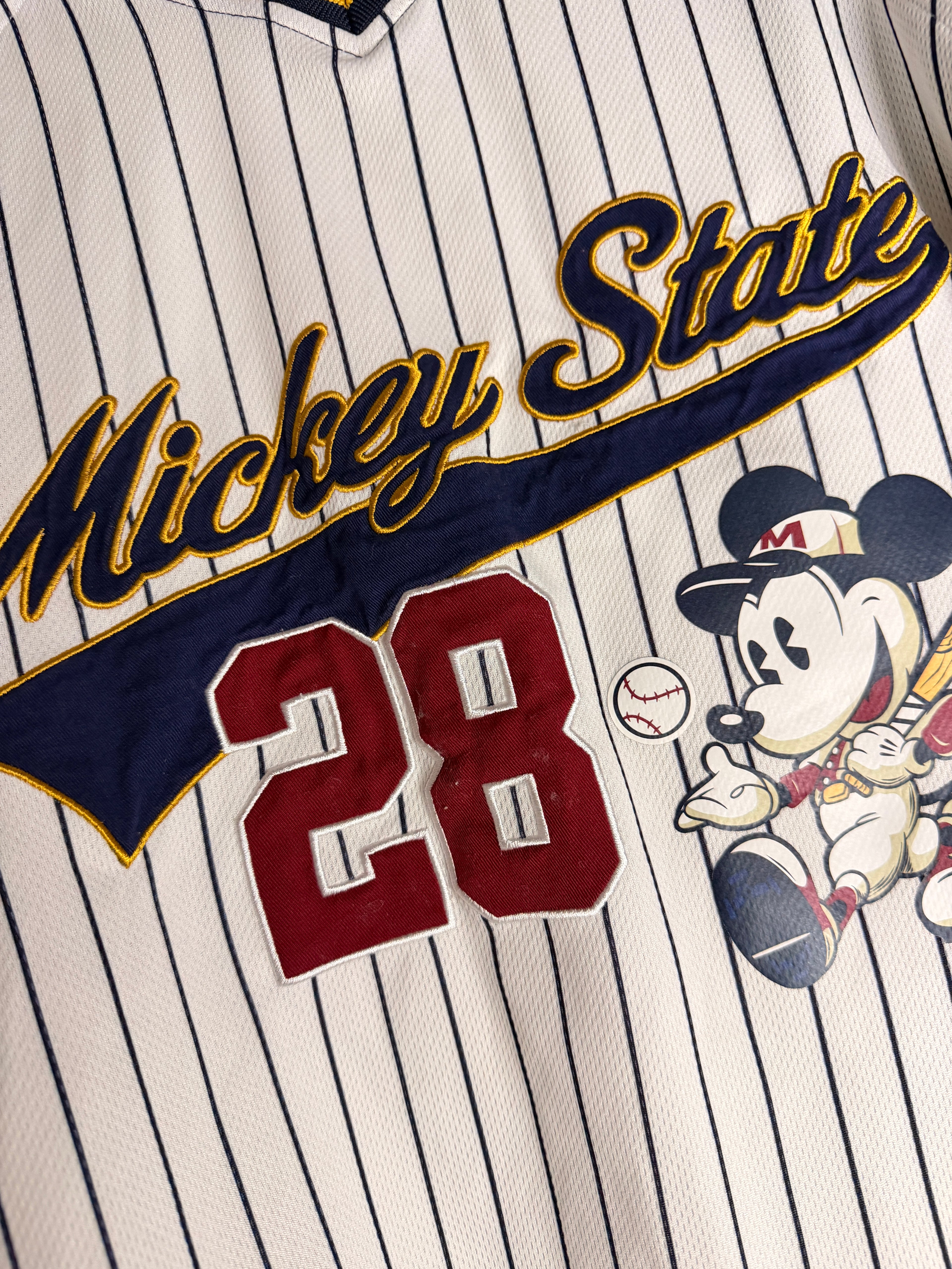 Disney Mickey State Baseball Jersey #28 | Pinstripe Mickey Mouse Shirt