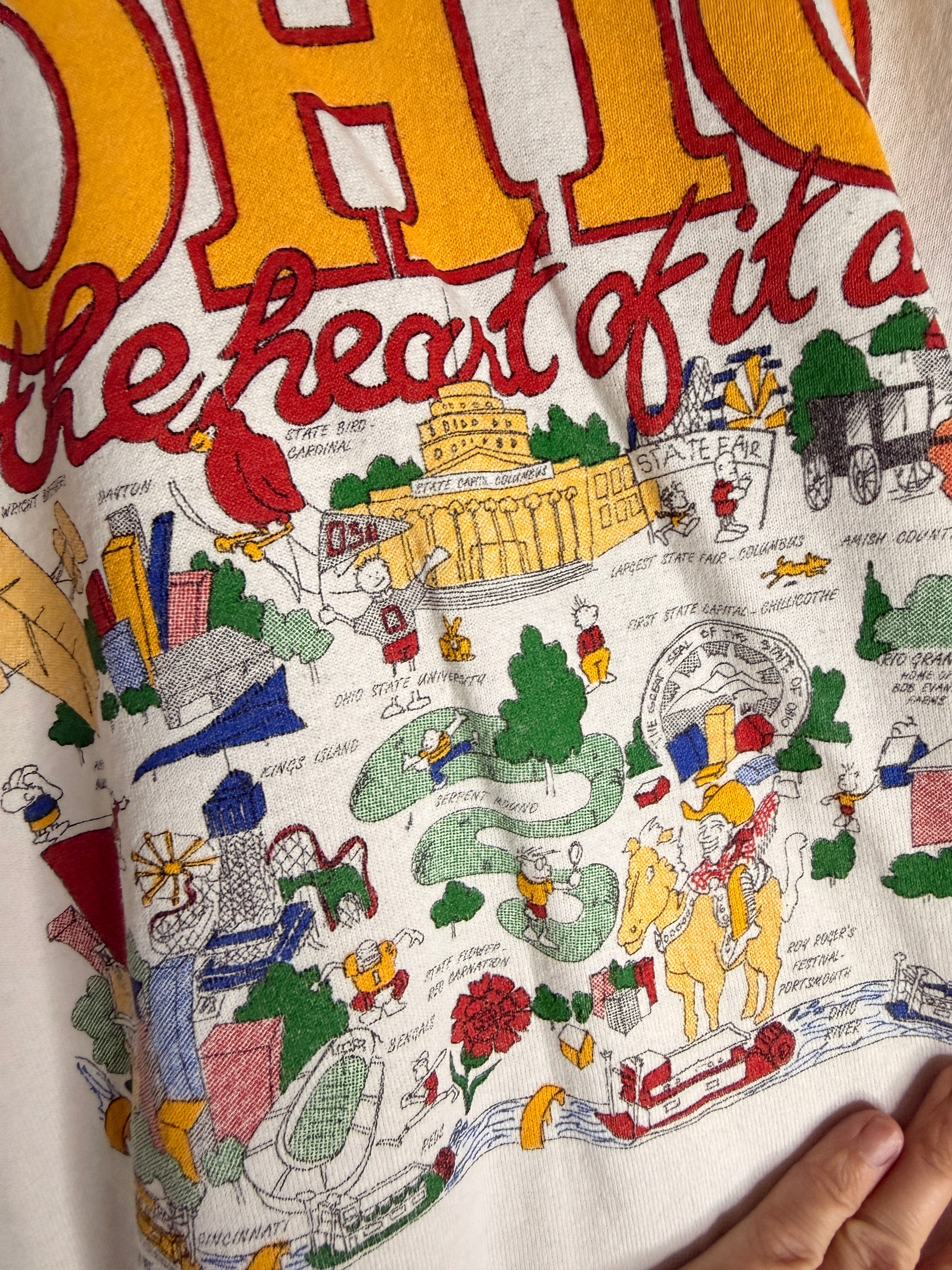 Vintage 1980s Ohio The Heart of It All Graphic Sweatshirt | Fruit of the Loom XL