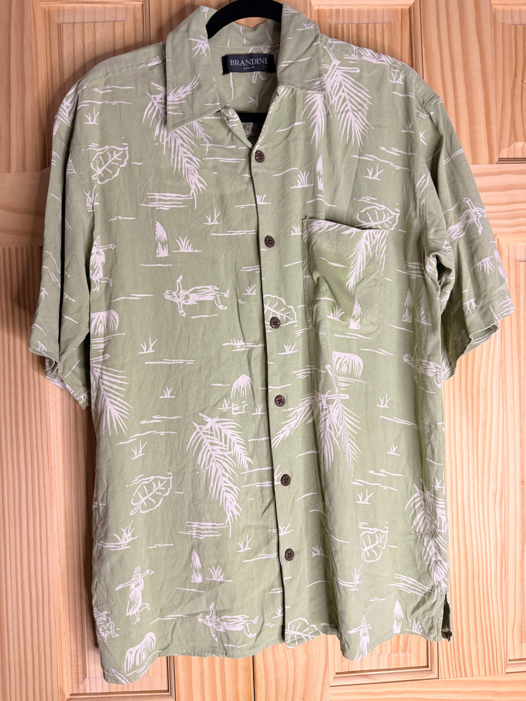 Vintage Brandini Pure Silk Safari Print Camp Shirt | Men's Large