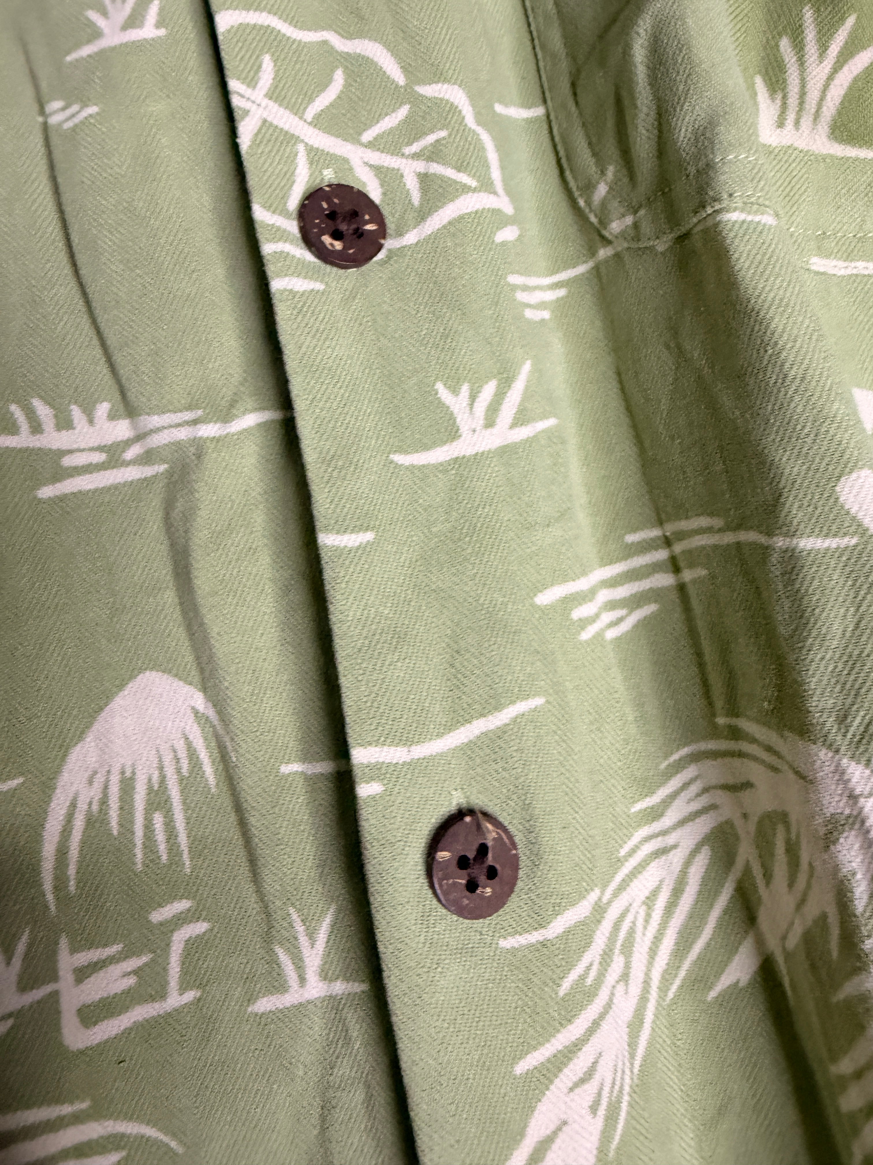 Vintage Brandini Pure Silk Safari Print Camp Shirt | Men's Large
