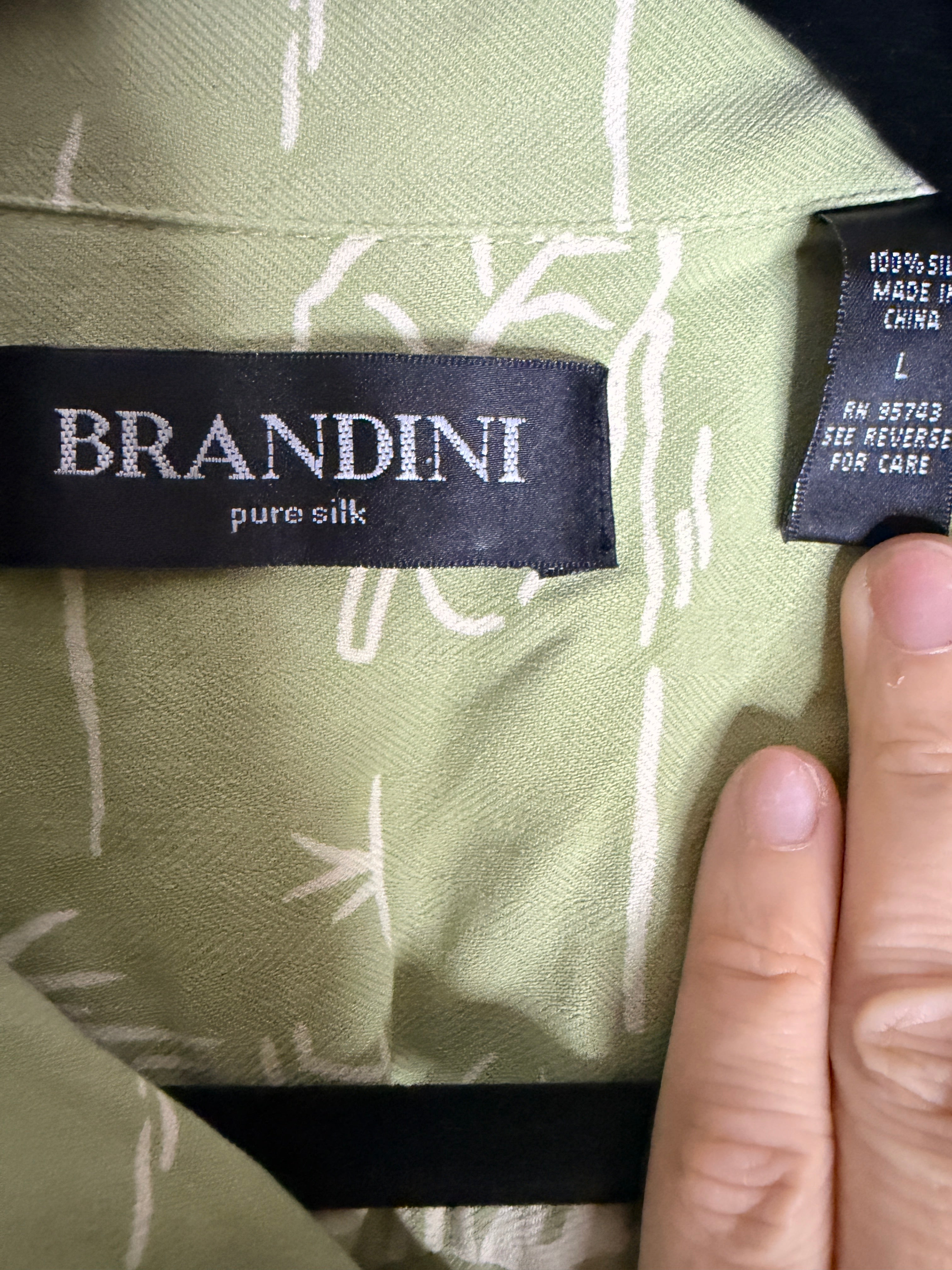Vintage Brandini Pure Silk Safari Print Camp Shirt | Men's Large