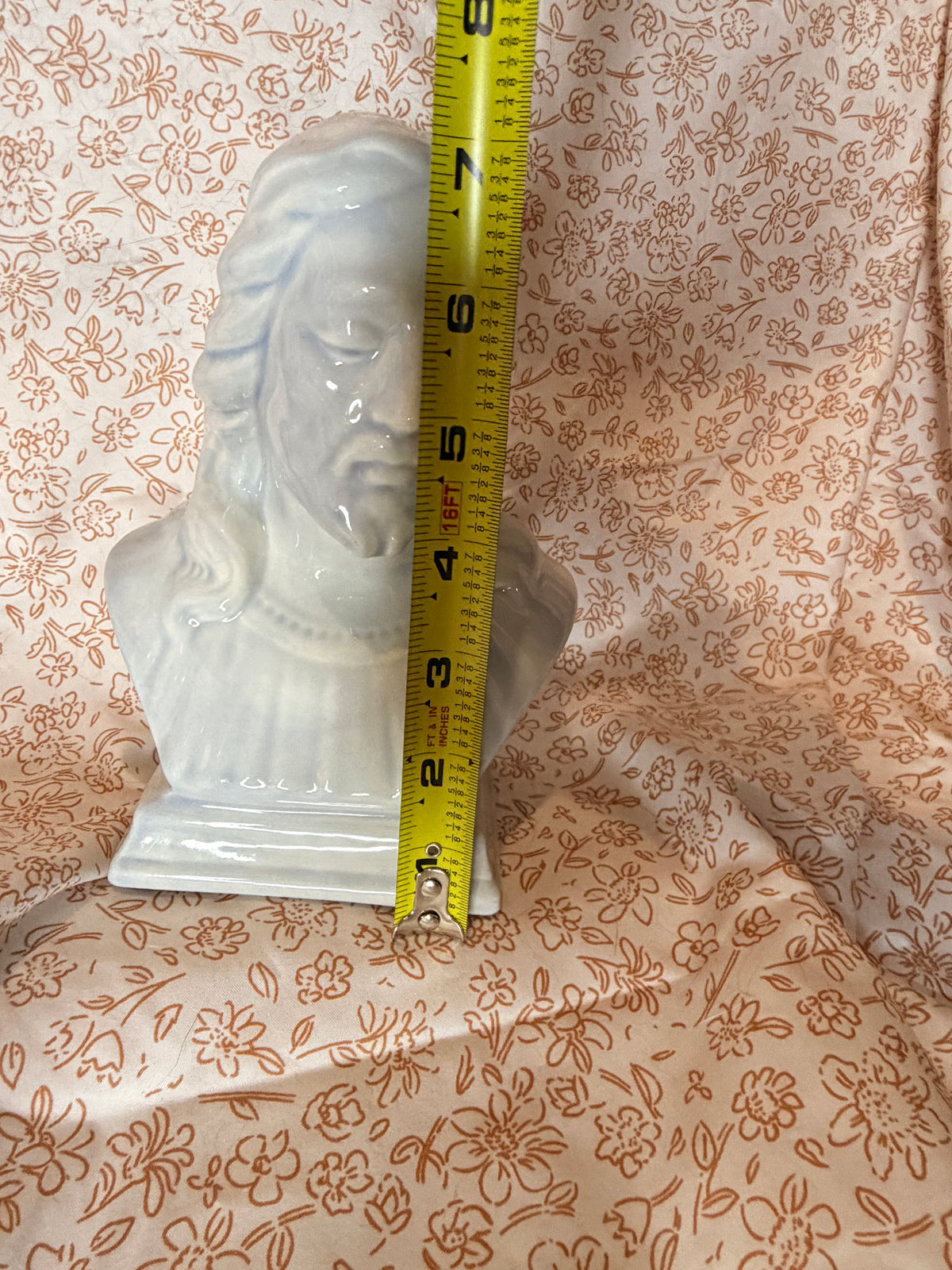 Vintage White Ceramic Jesus Christ Bust Christian Religious Sculpture Home Décor