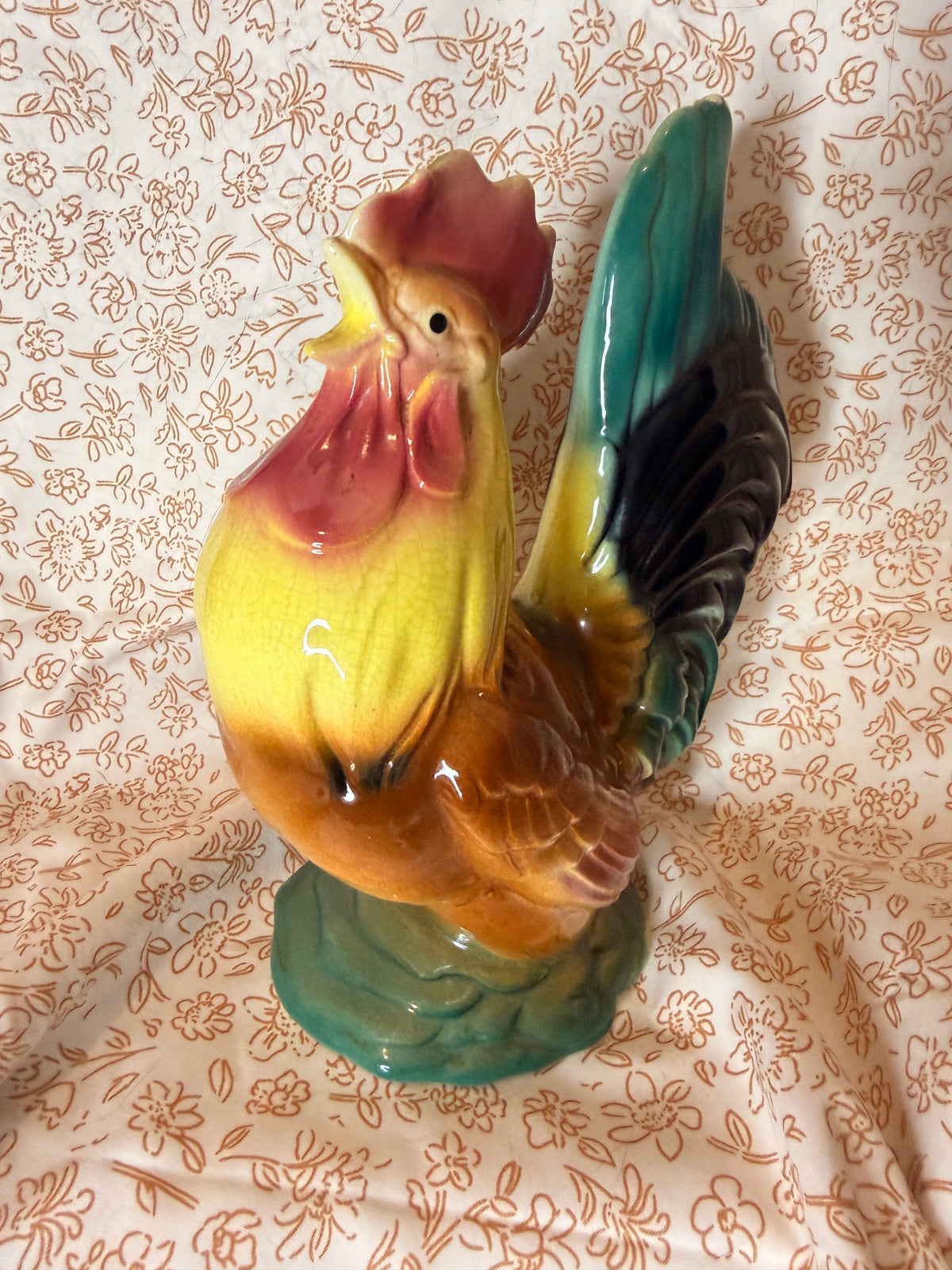 Vintage Ceramic Rooster Figurine Country Farmhouse Kitchen Decor