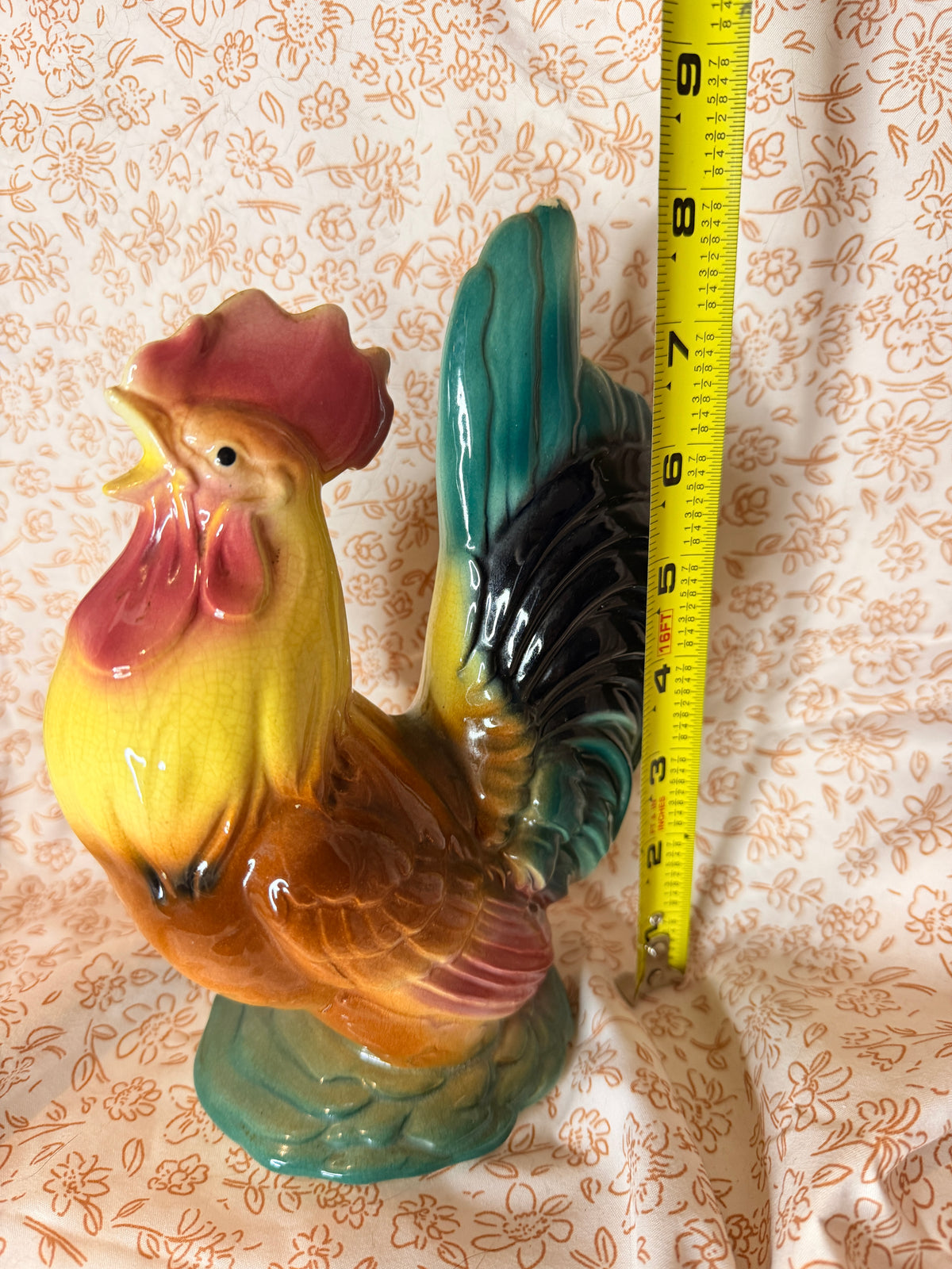 Vintage Ceramic Rooster Figurine Country Farmhouse Kitchen Decor
