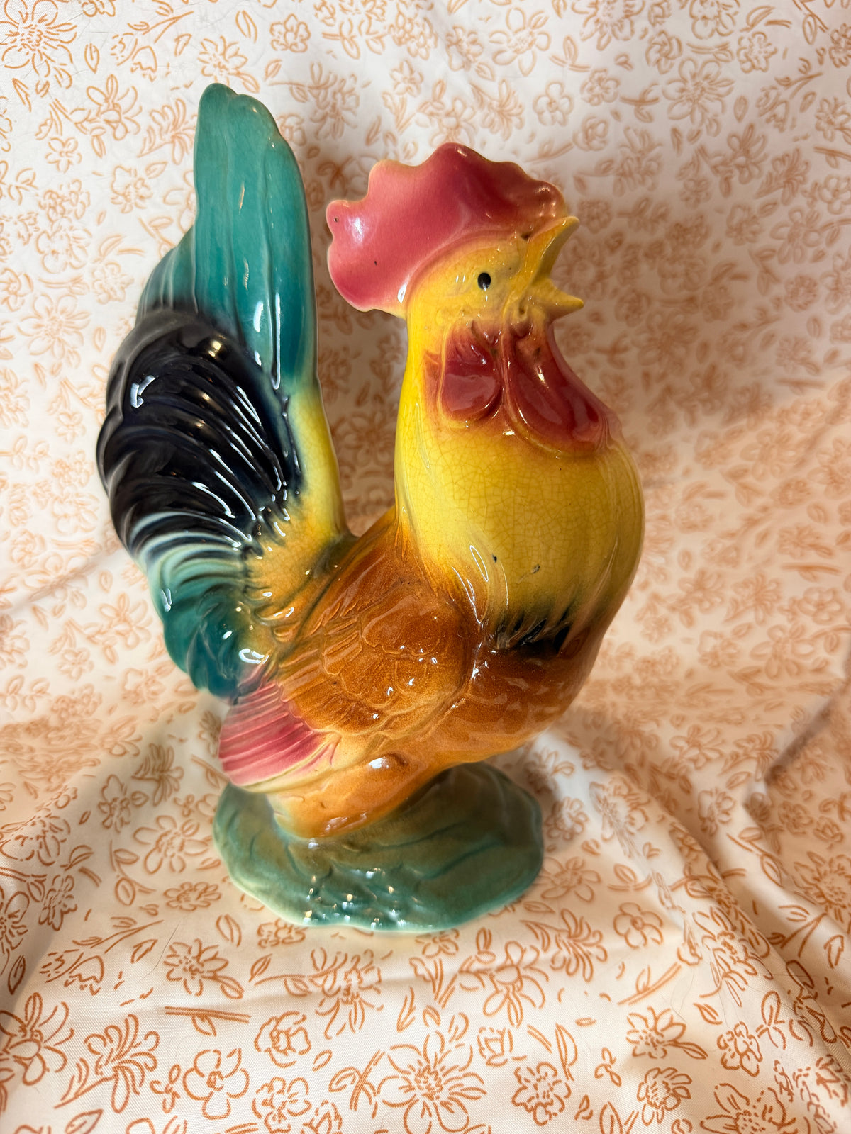 Vintage Ceramic Rooster Figurine Country Farmhouse Kitchen Decor