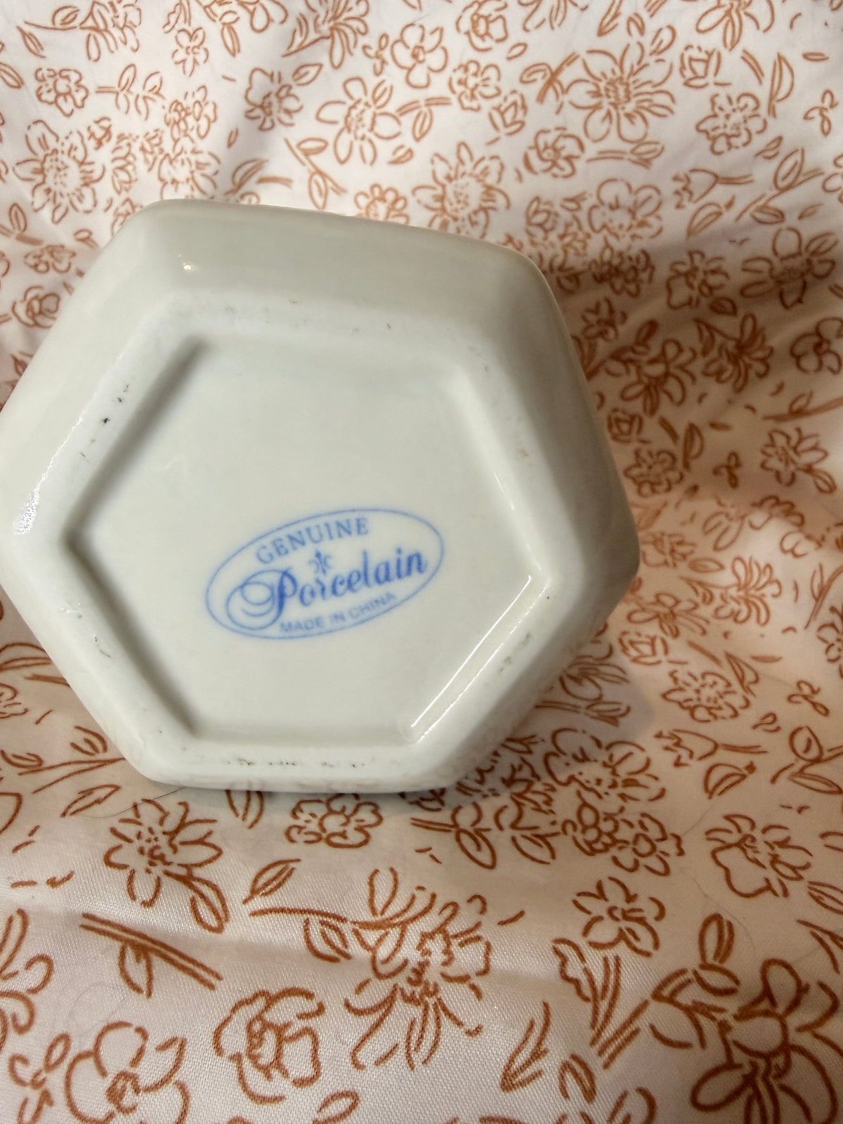 Vintage Blue & White Porcelain Toothbrush Holder Vanity Organizer Floral Design