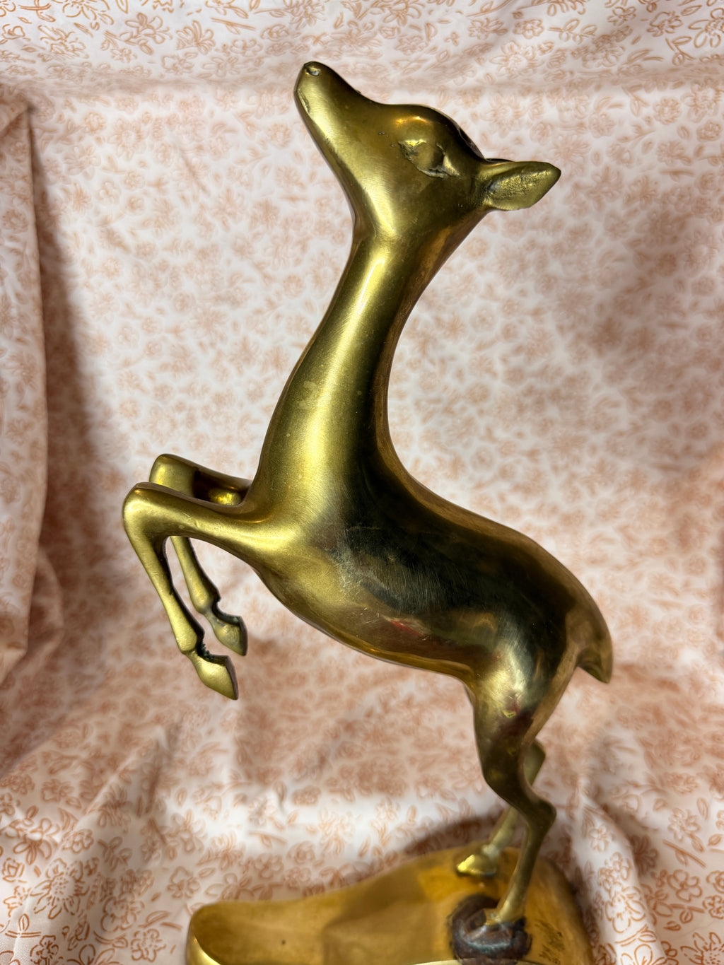 Vintage Solid Brass Rearing Deer Sculpture Mid-Century Modern Figurine