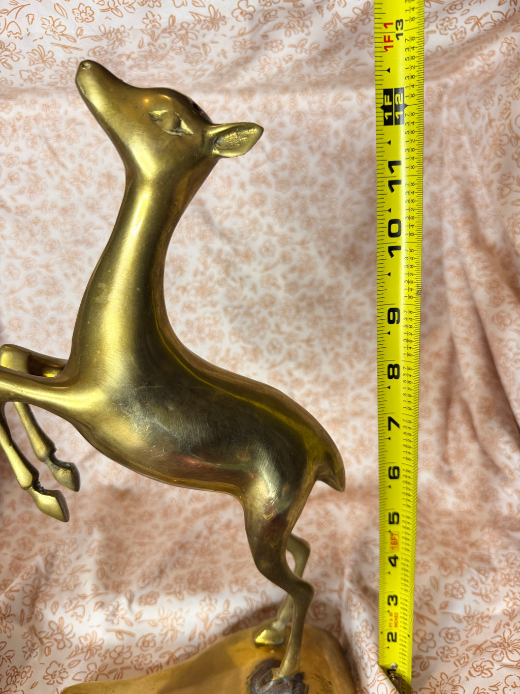 Vintage Solid Brass Rearing Deer Sculpture Mid-Century Modern Figurine