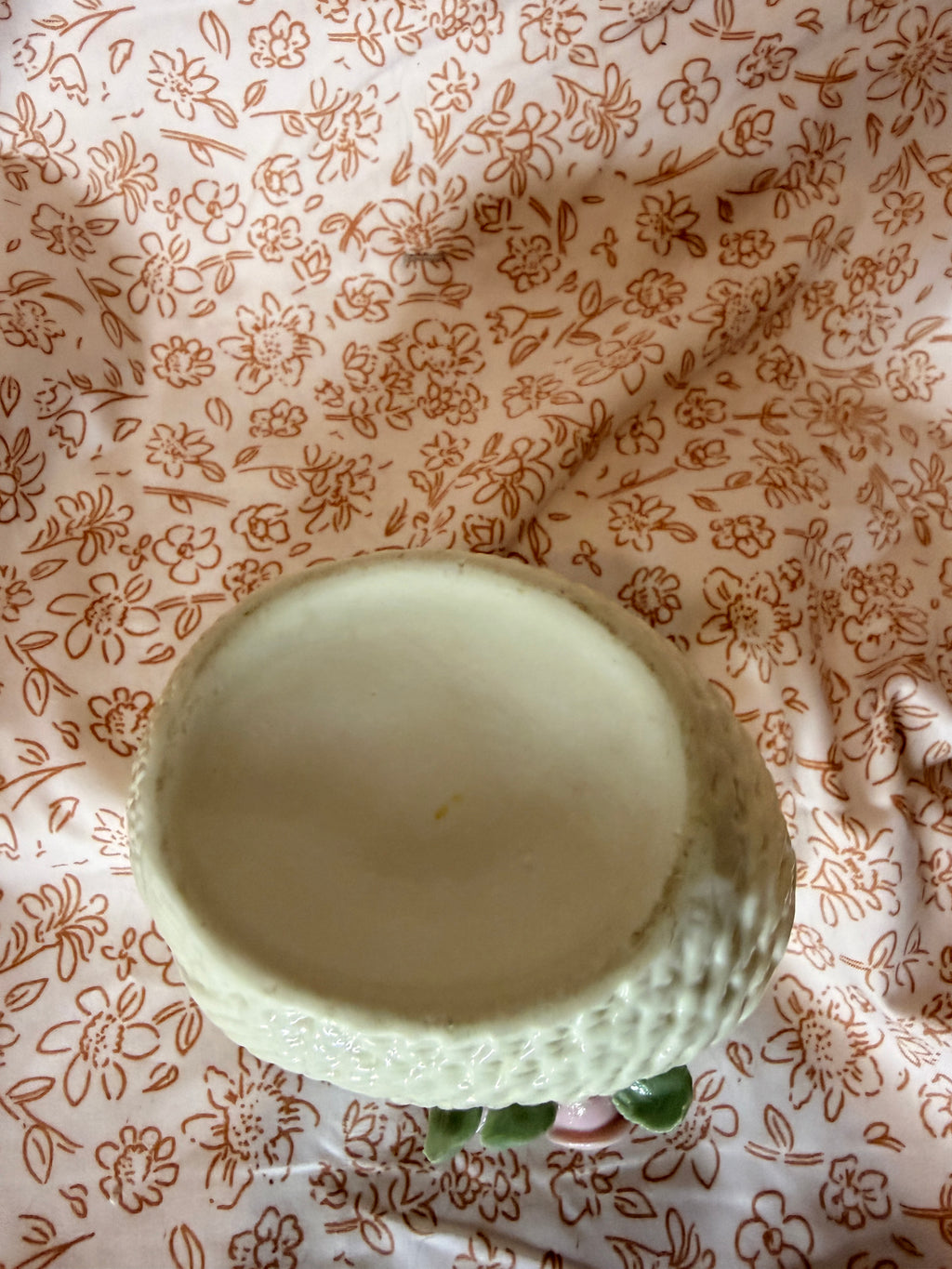 Vintage Ceramic Swan Planter with Applied Pink Roses