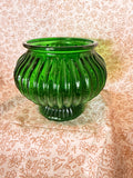Vintage E.O. Brody Emerald Green Ribbed Glass Planter C-105 | Footed Jardiniere | Cleveland Ohio USA