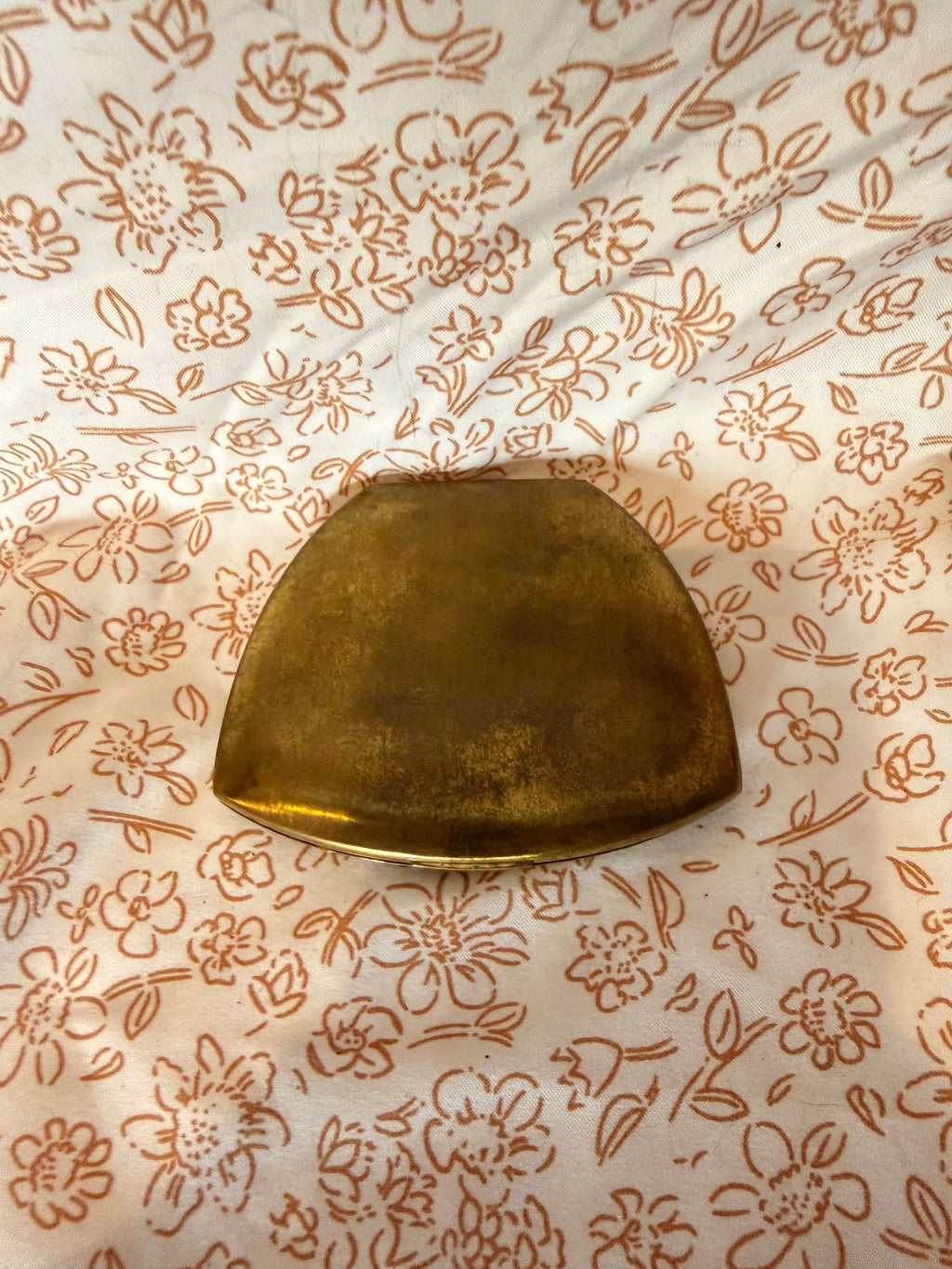 Vintage Brass Floral Etched Compact Mirror | Gold Tone Vanity Compact | Art Deco Style