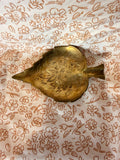 Vintage Brass Leaf Trinket Dish | Hand-Etched Brass Catchall