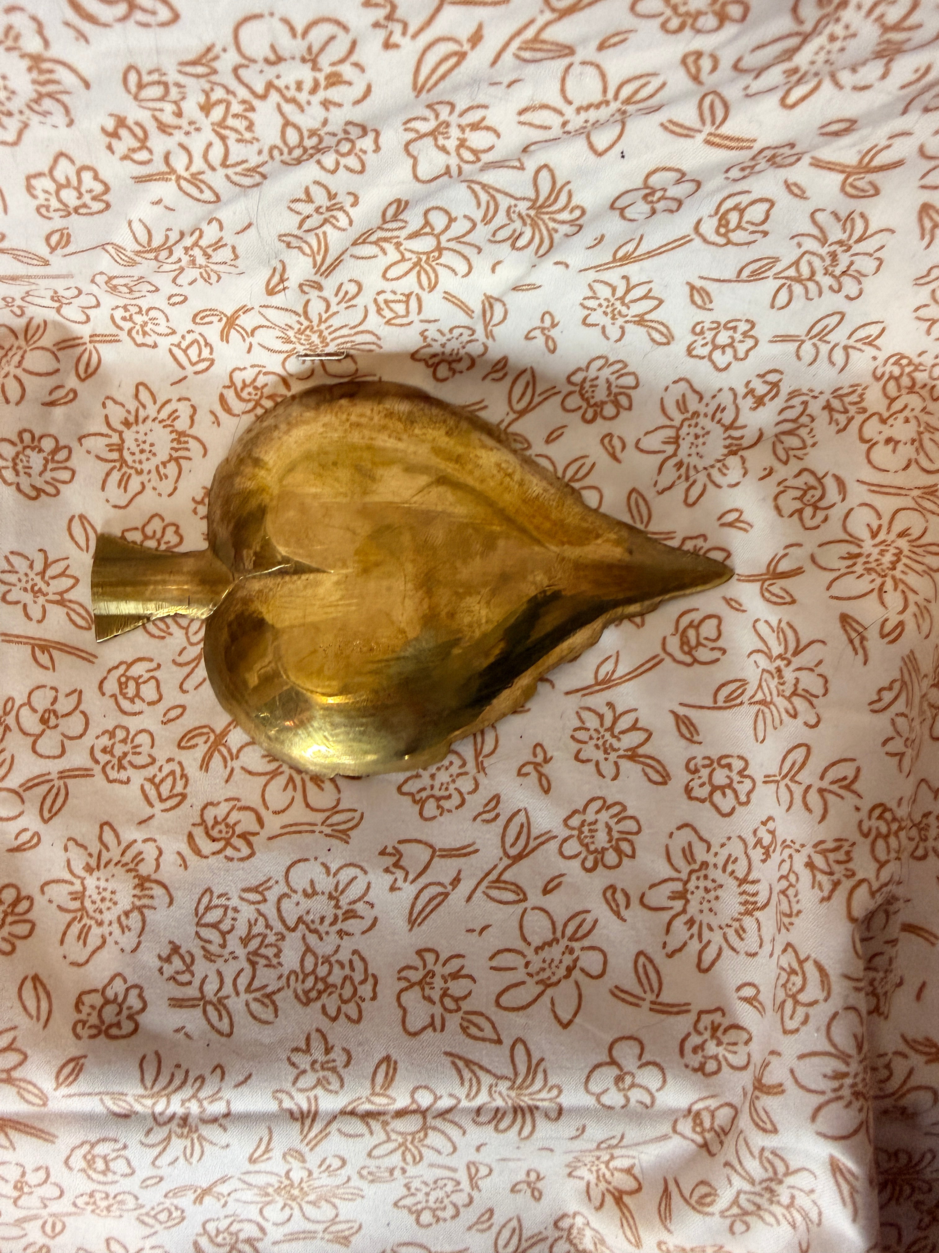 Vintage Brass Leaf Trinket Dish | Hand-Etched Brass Catchall