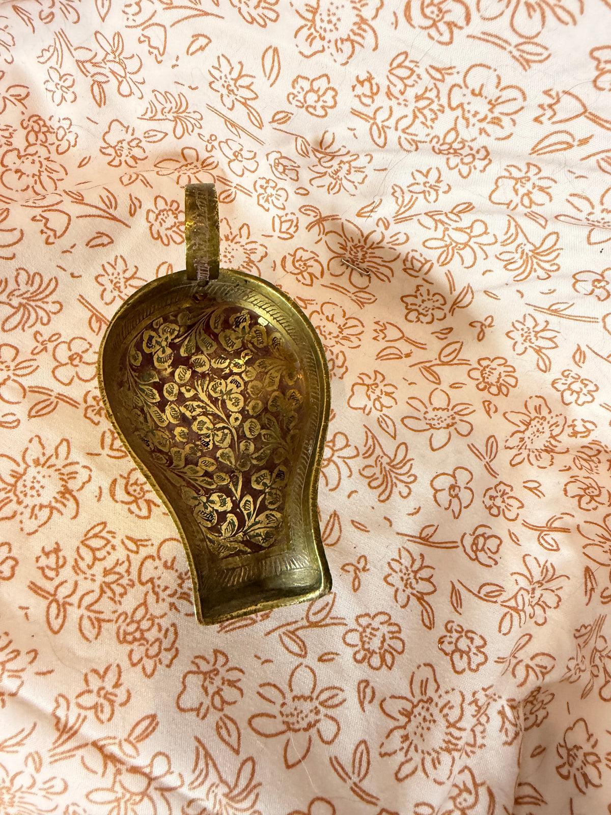 Vintage Mini Brass Wheelbarrow Planter | Hand-Etched Indian Brass Trinket Holder | Boho Decor