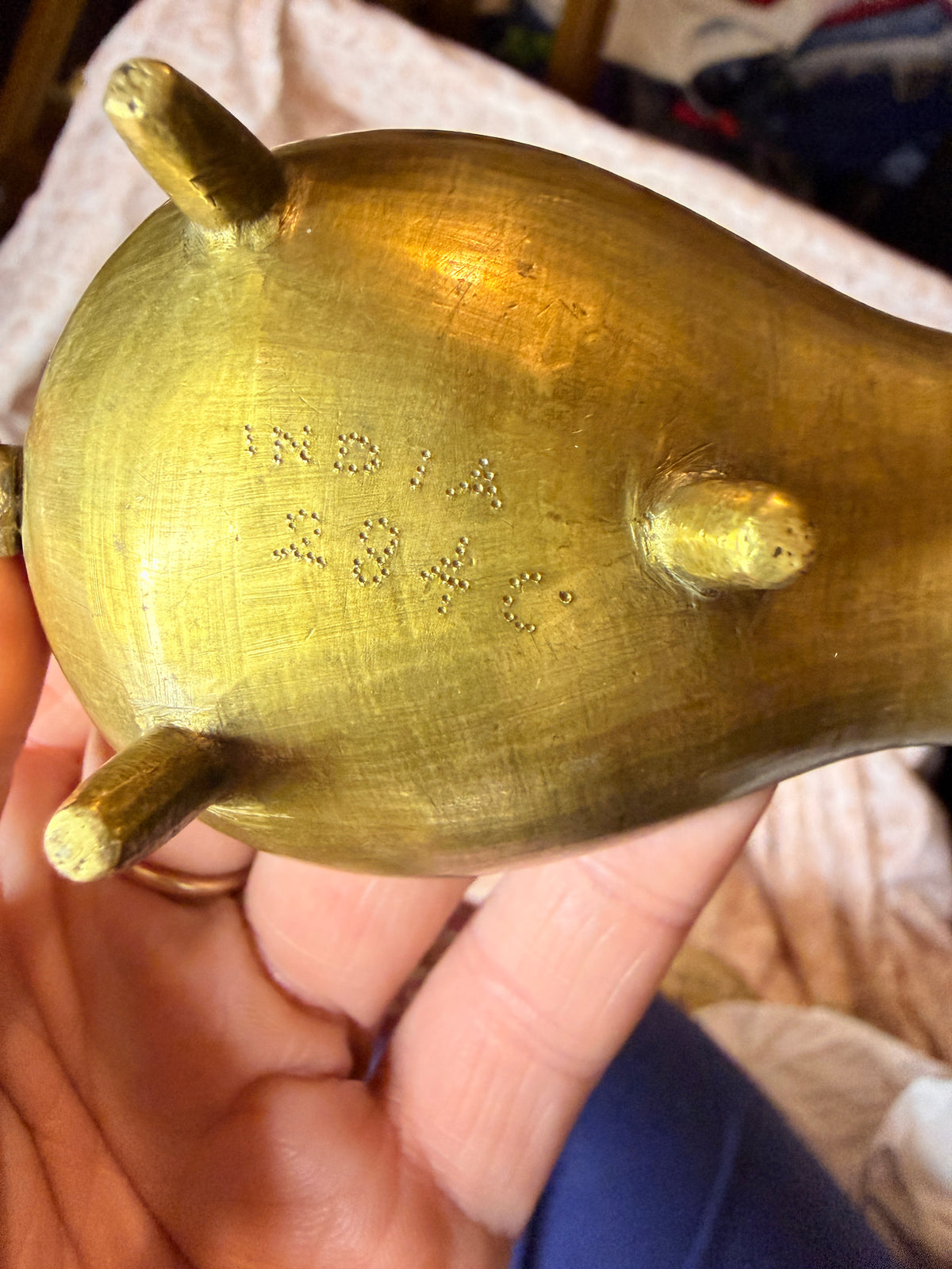 Vintage Mini Brass Wheelbarrow Planter | Hand-Etched Indian Brass Trinket Holder | Boho Decor